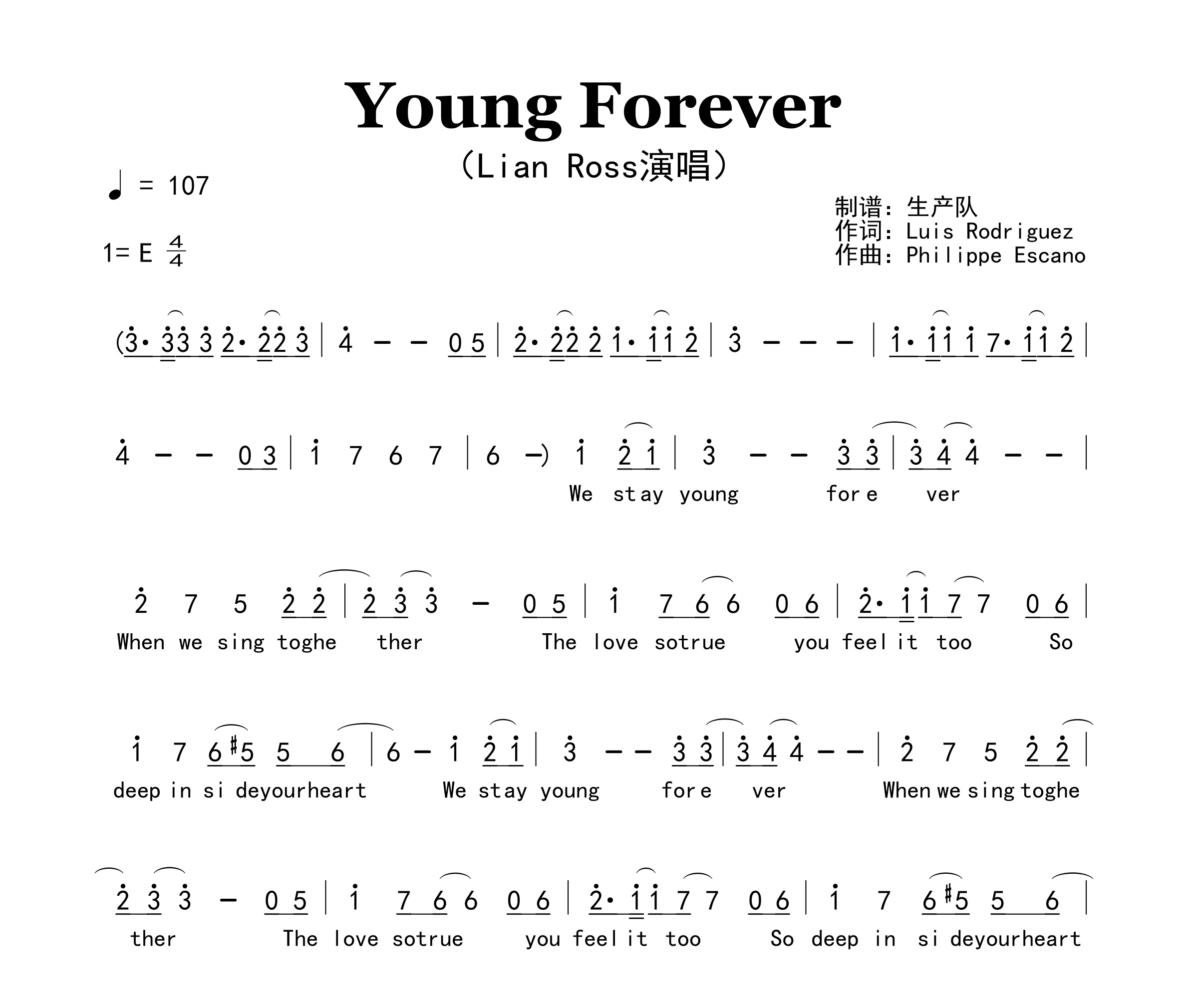 Young Forever简谱