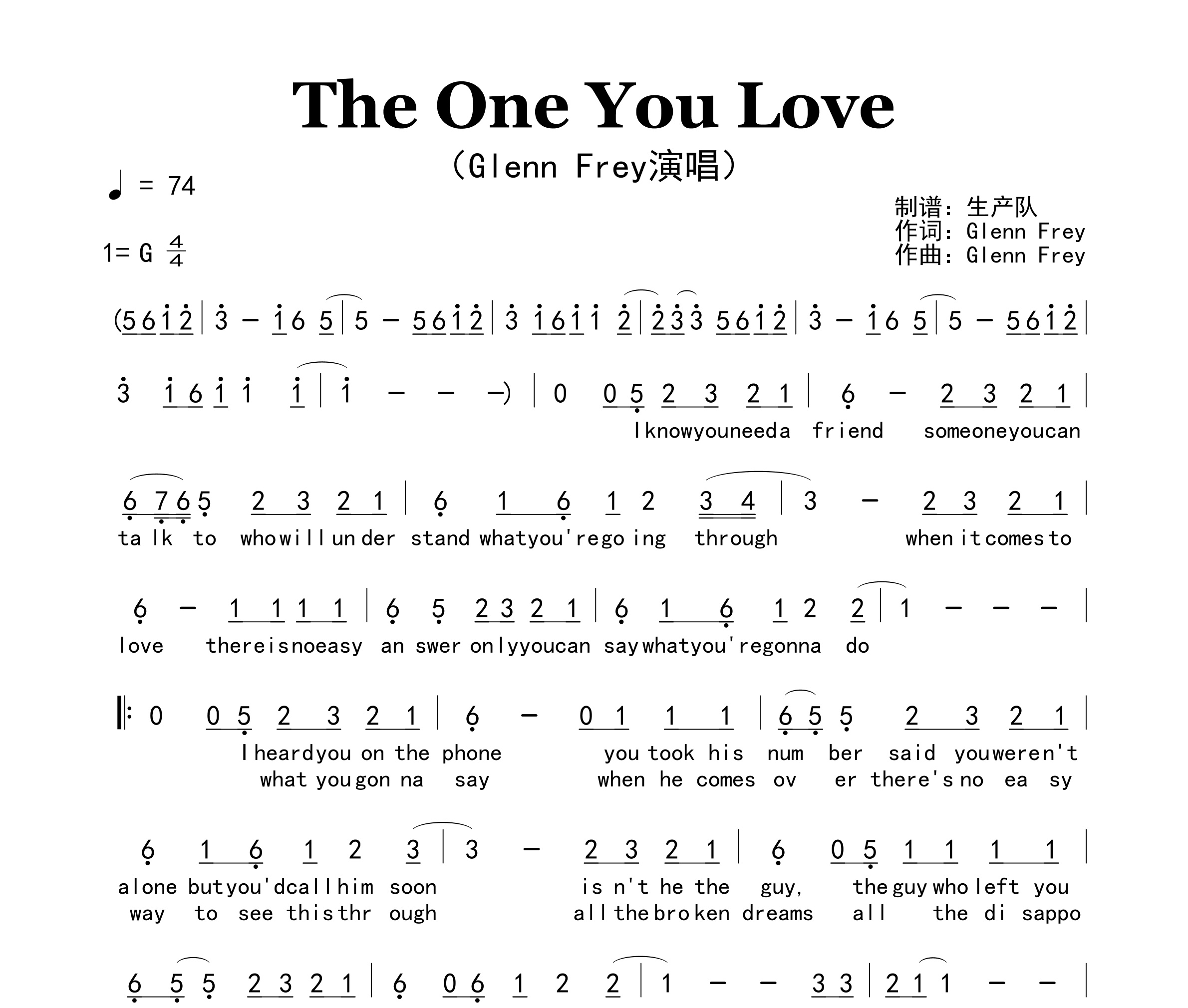 The One You Love简谱