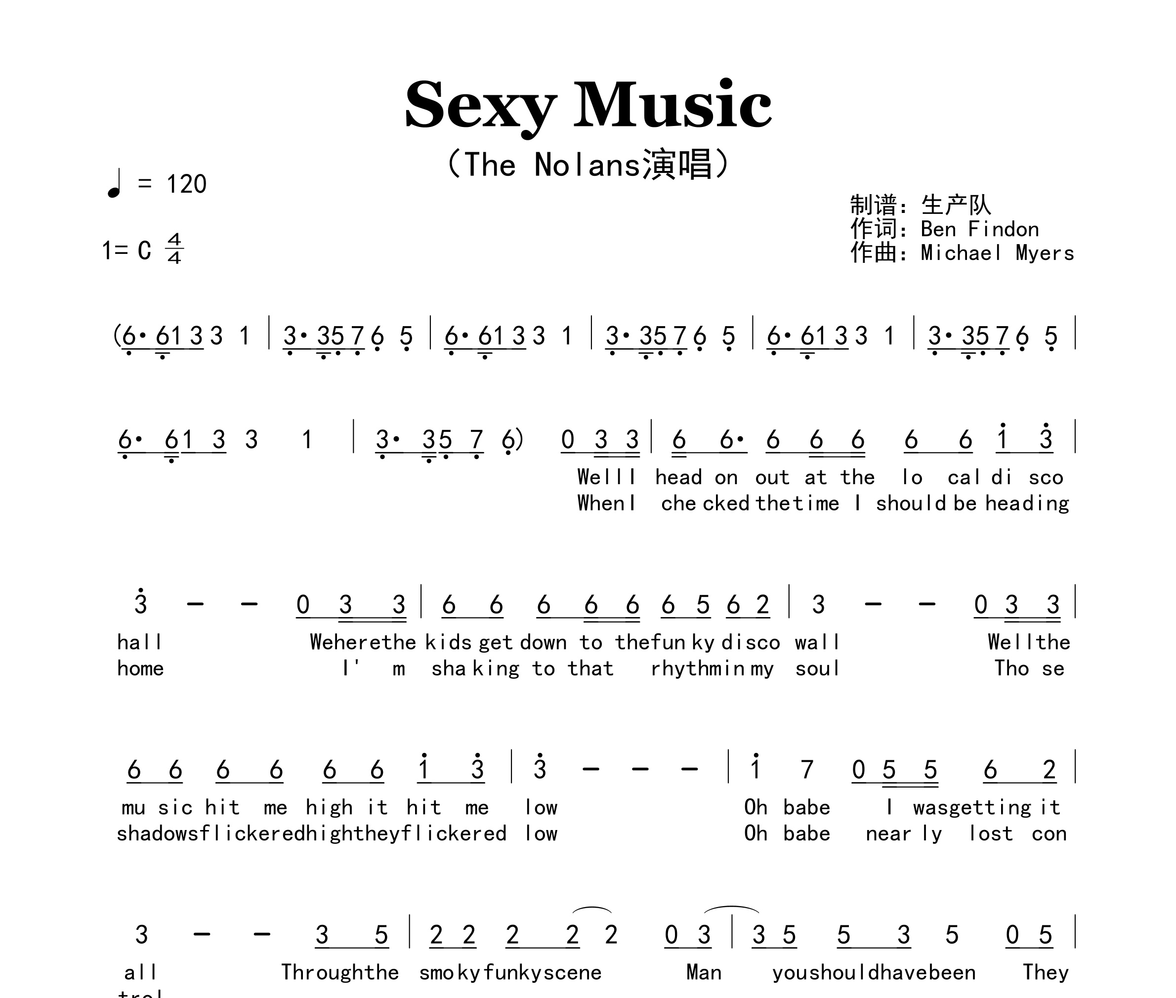 Sexy Music简谱