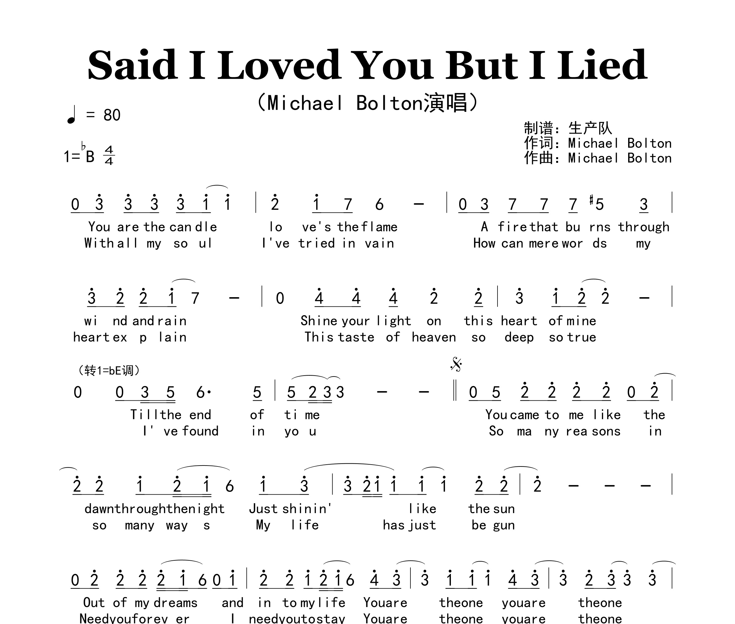 Said I Loved You But I Lied简谱