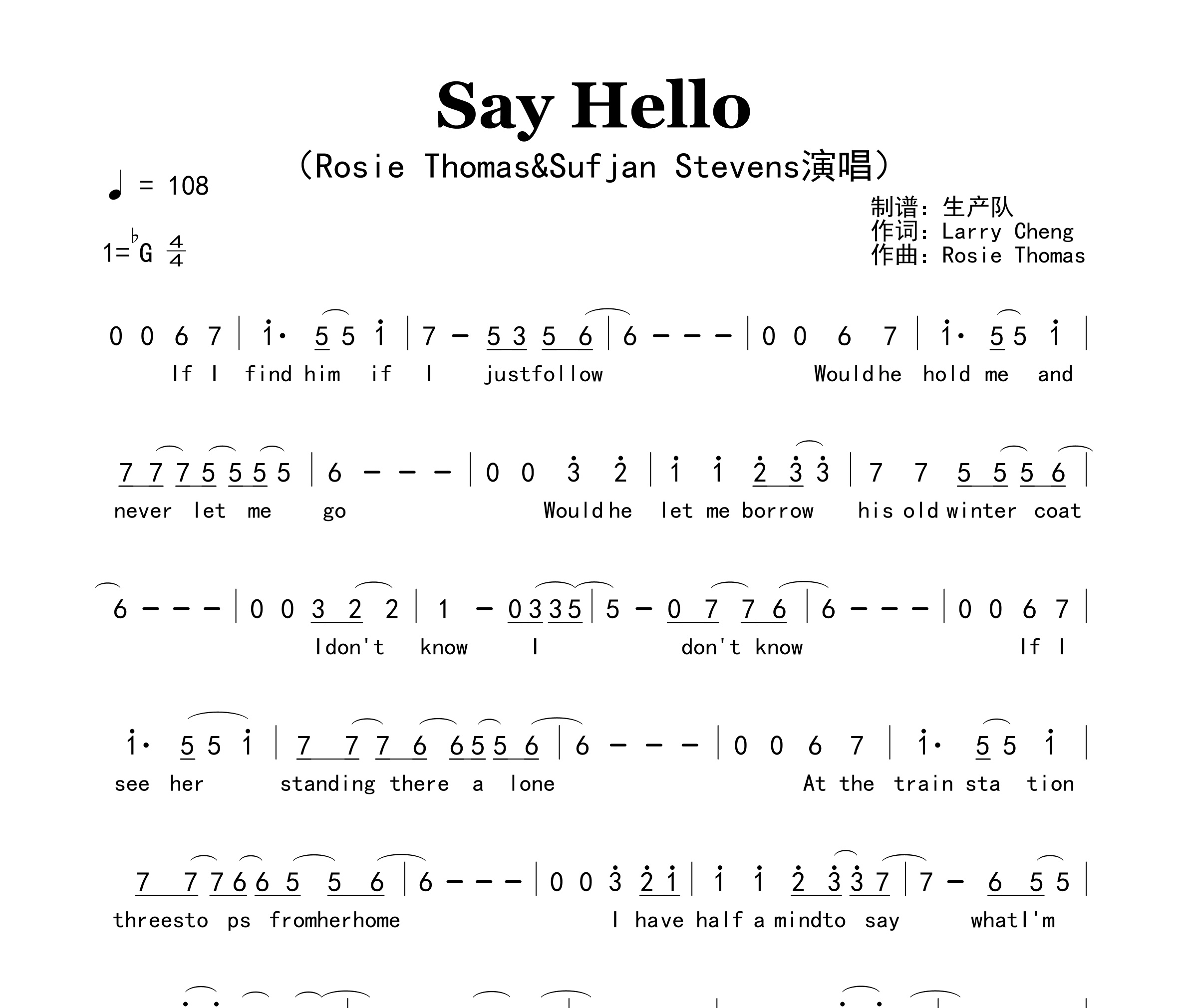 Say Hello简谱