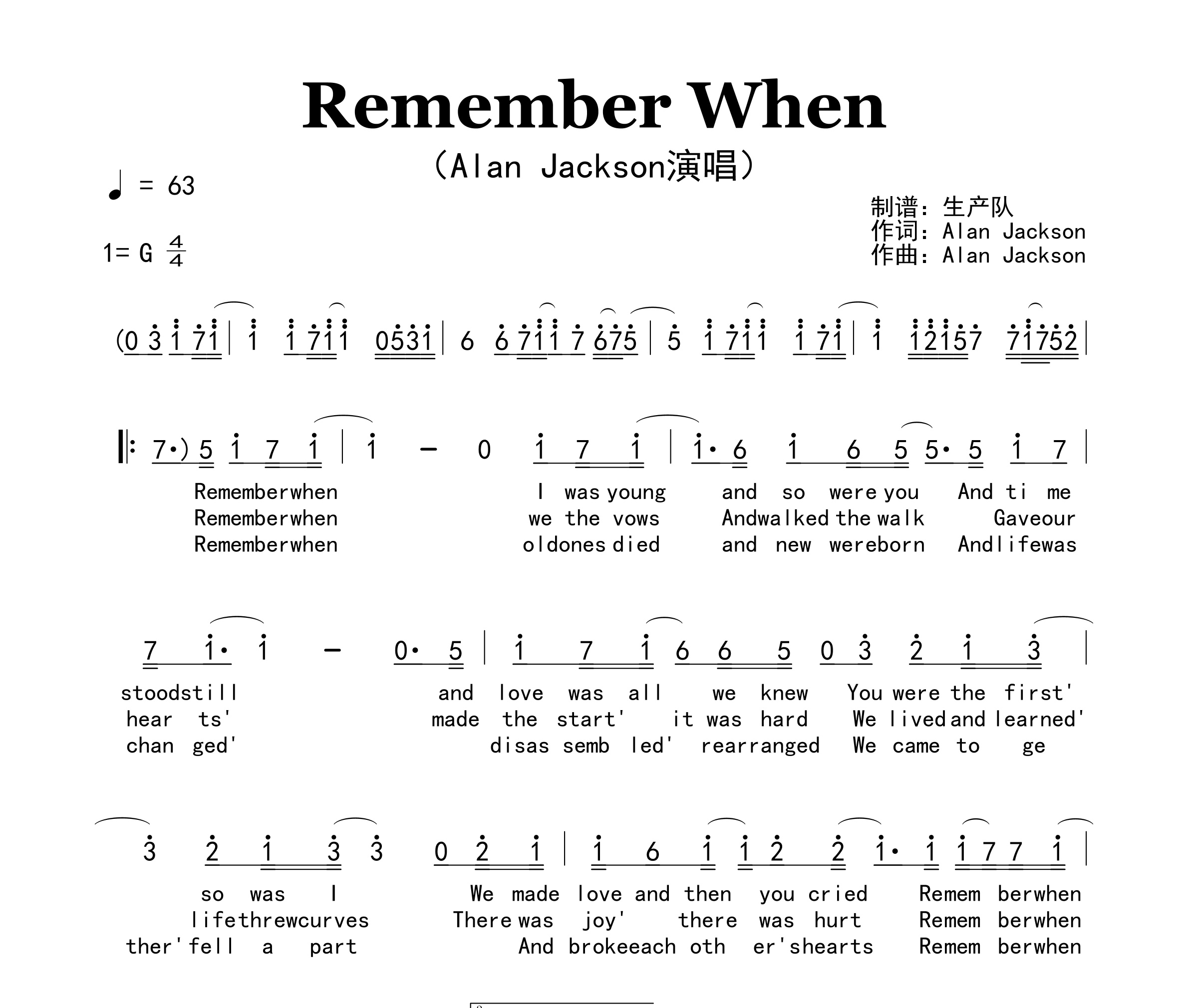 Remember When简谱