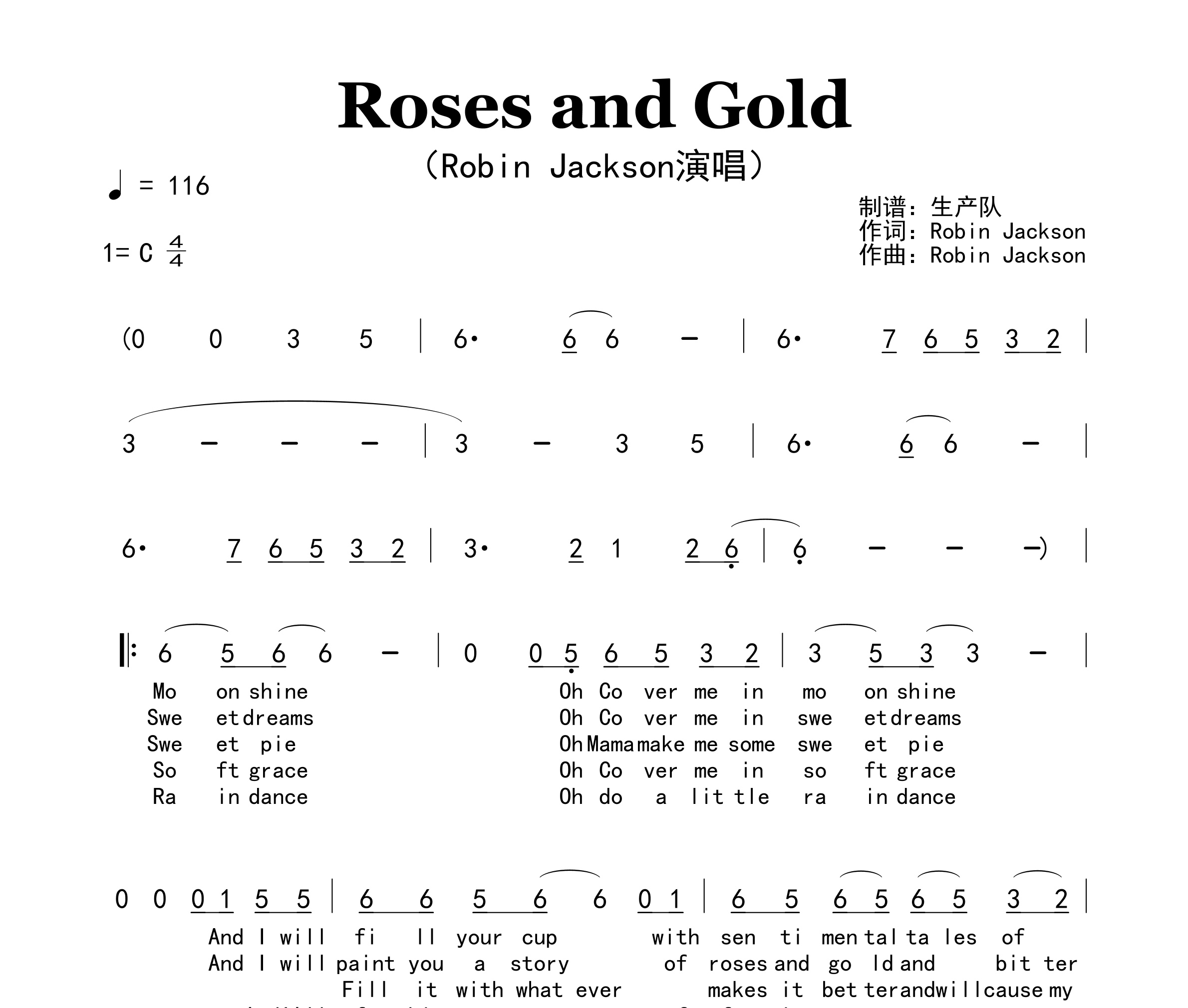 Roses and Gold简谱