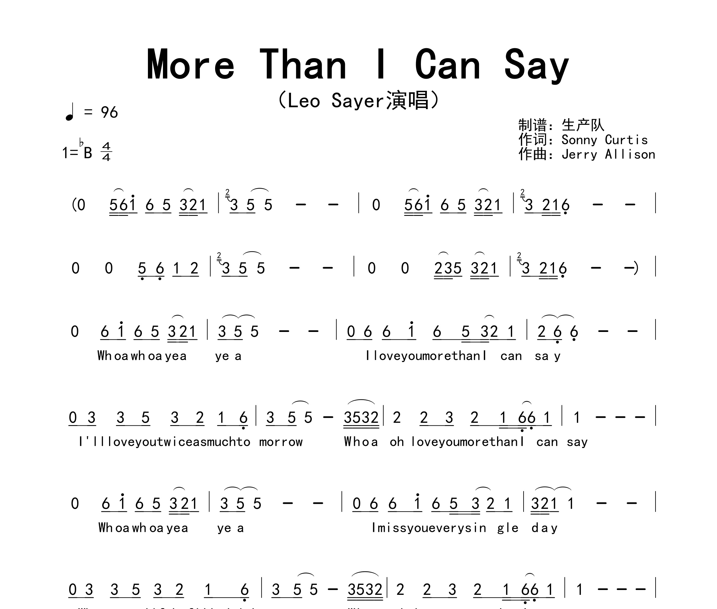 More Than I Can Say简谱