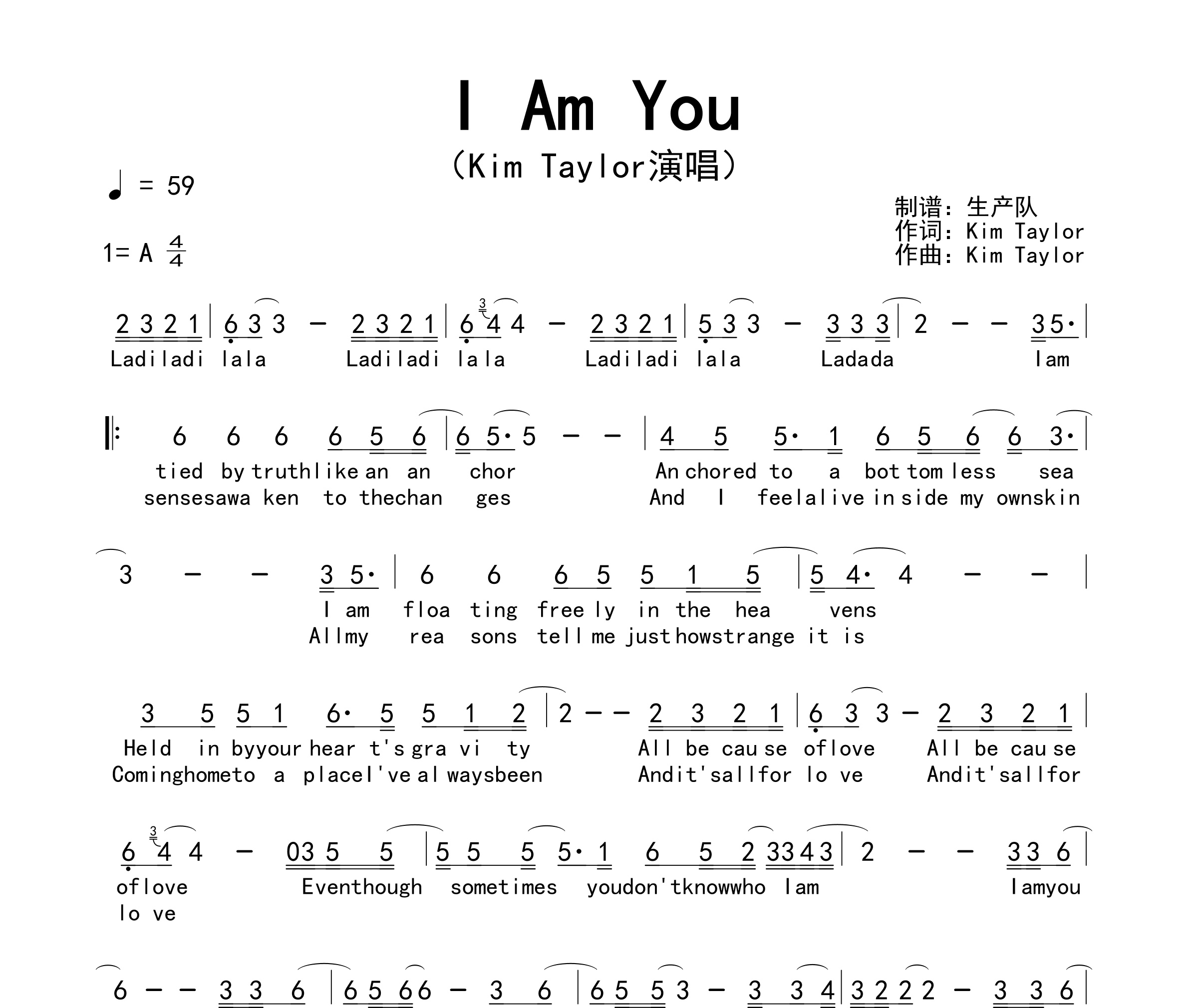 I Am You简谱