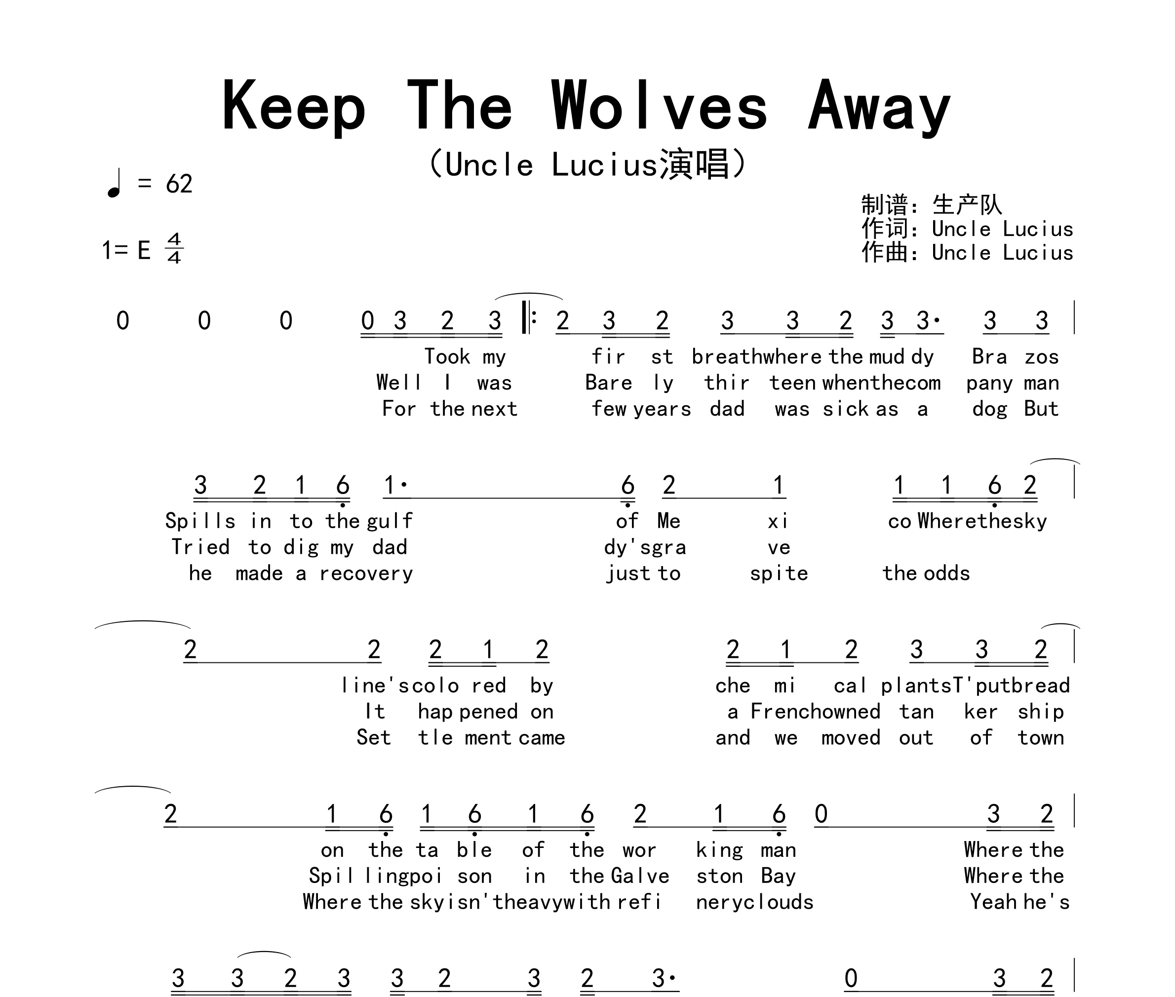 Keep The Wolves Away简谱