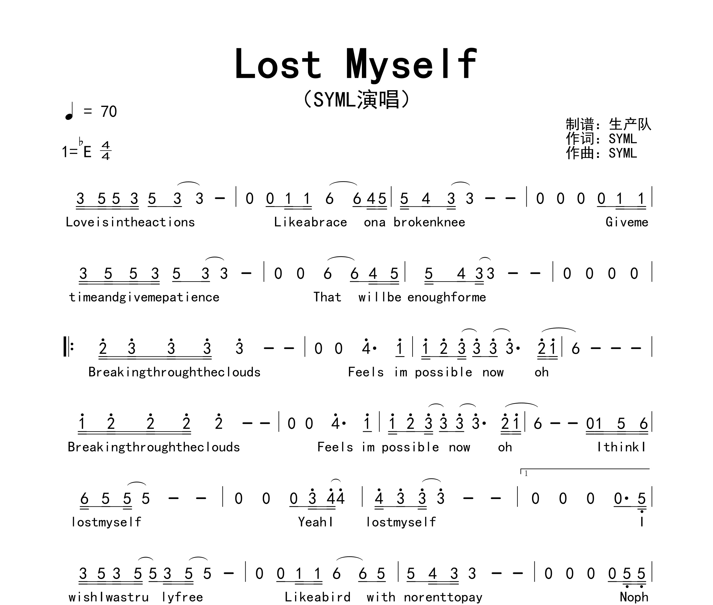 Lost Myself简谱