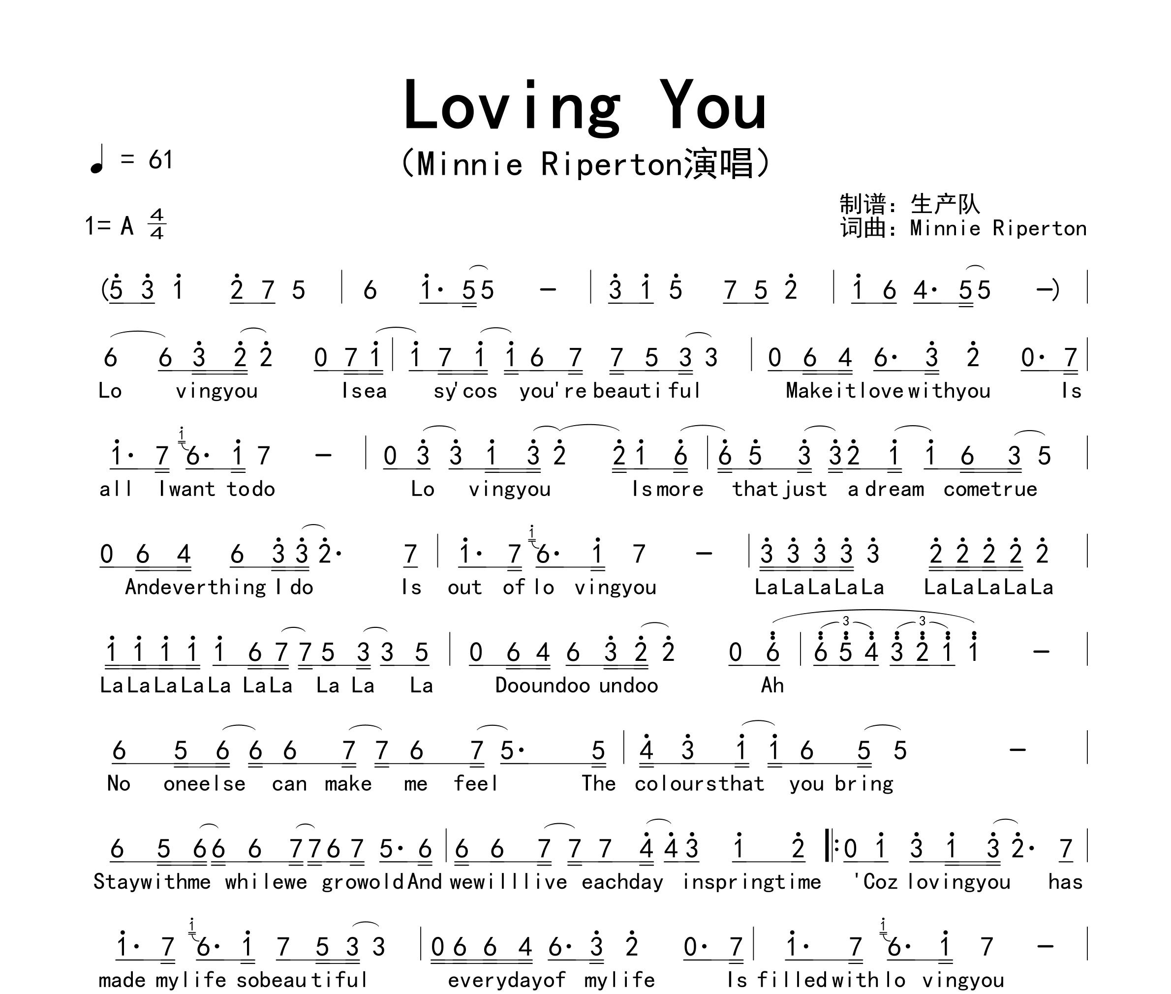 Loving You简谱