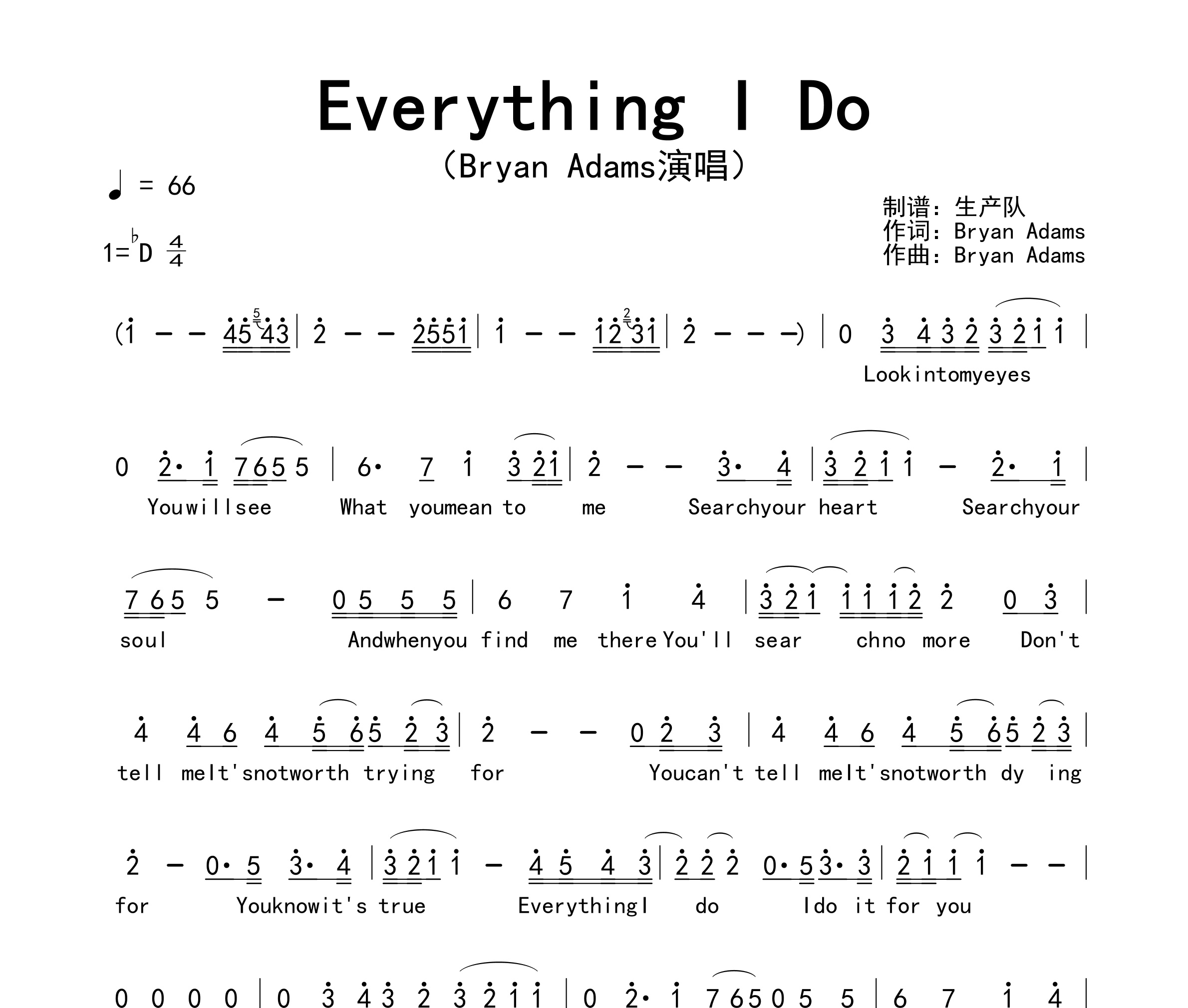 Everything I Do简谱