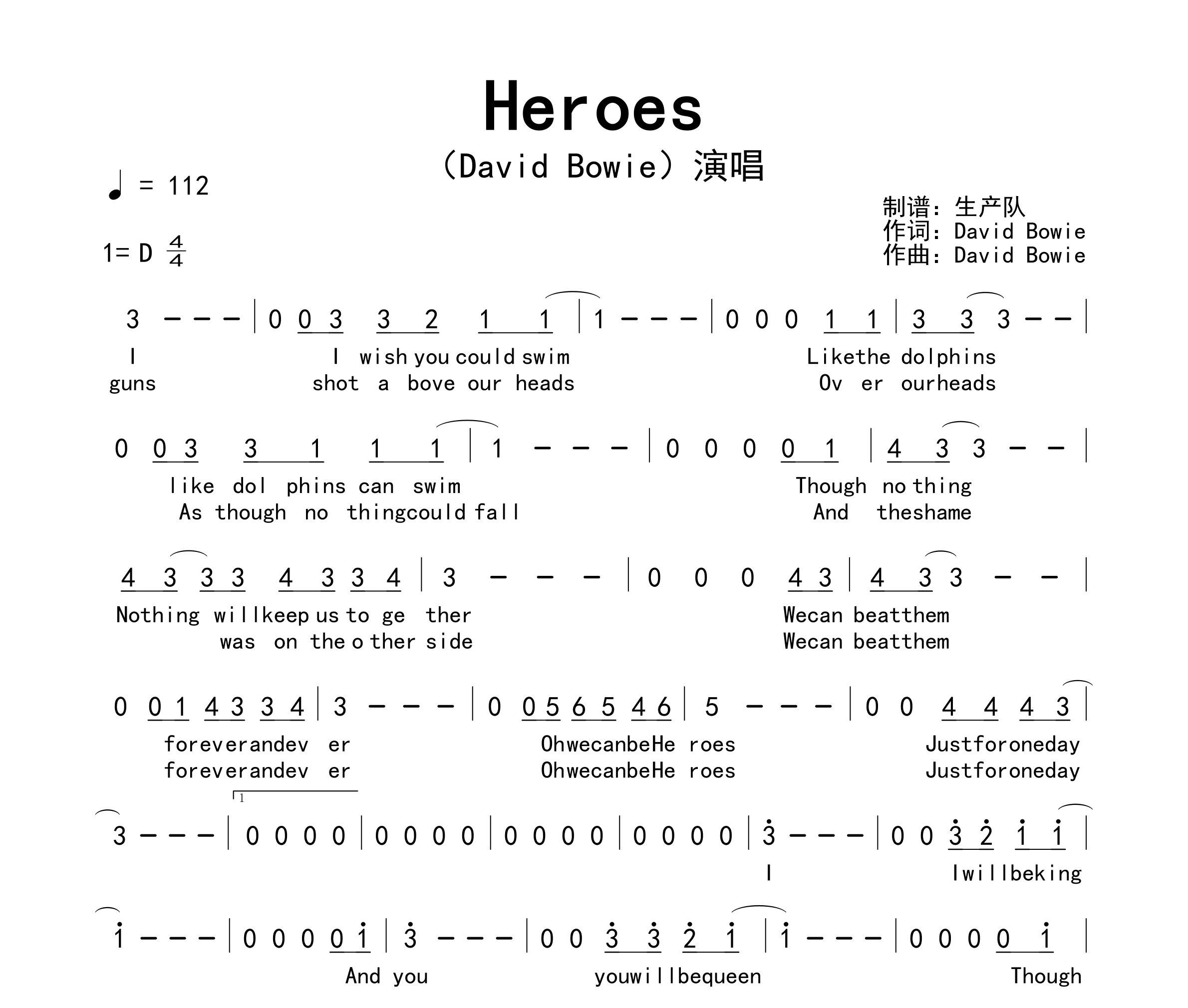 Heroes简谱