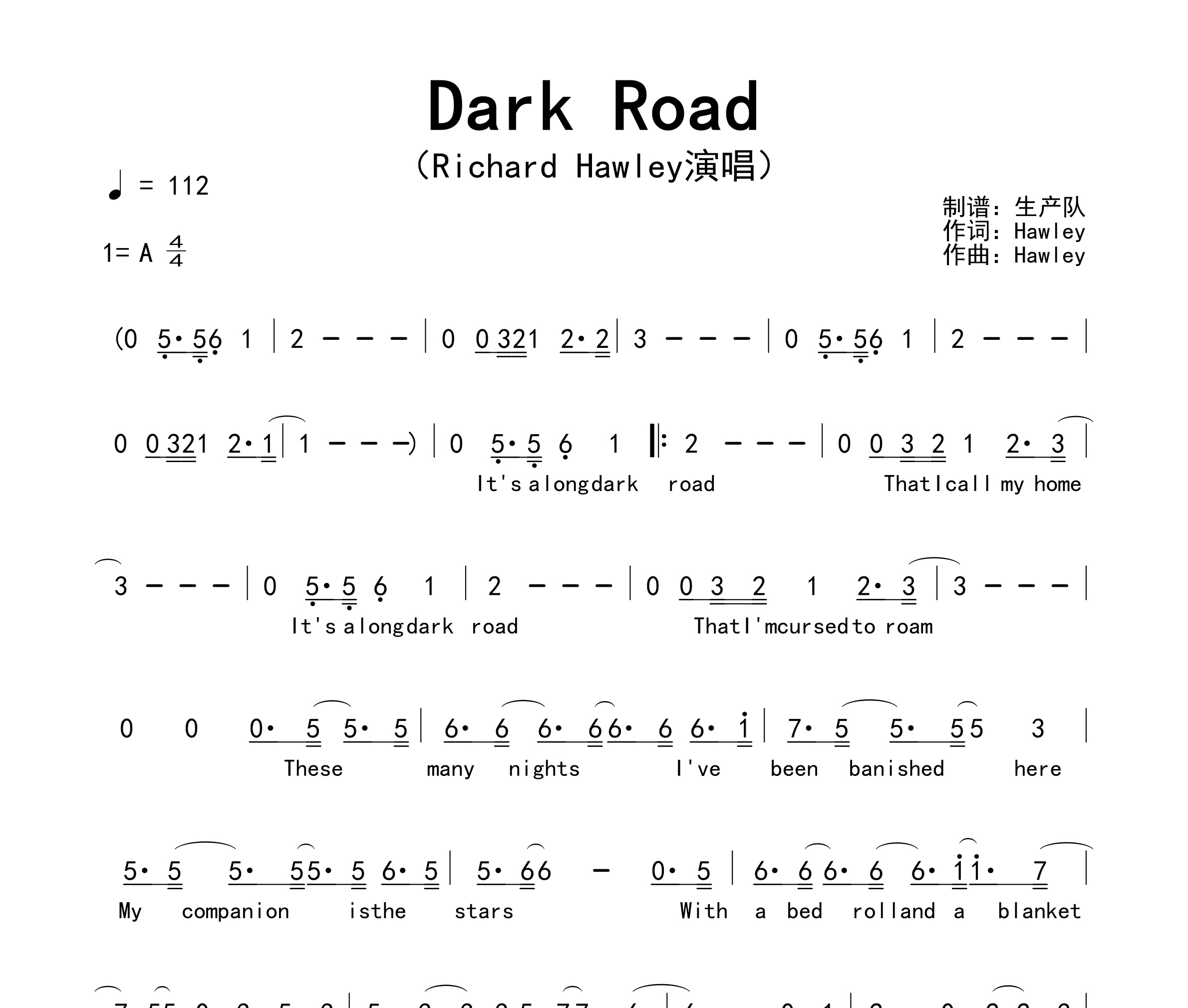 Dark Road简谱