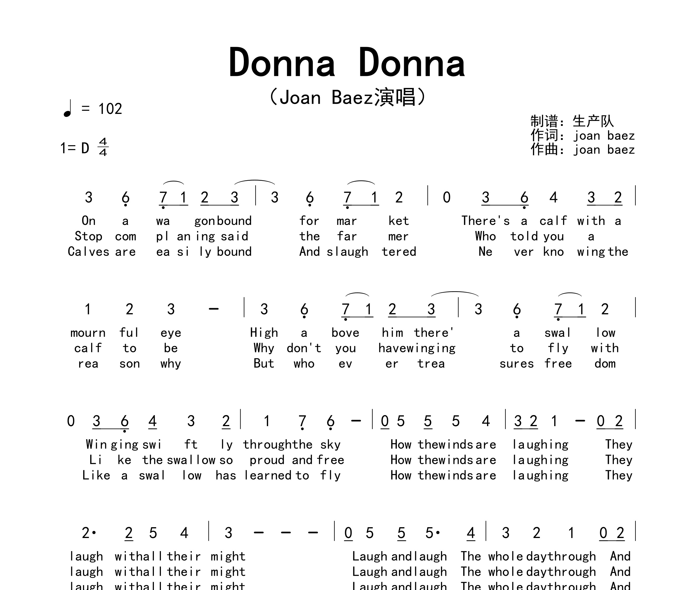 Donna Donna简谱