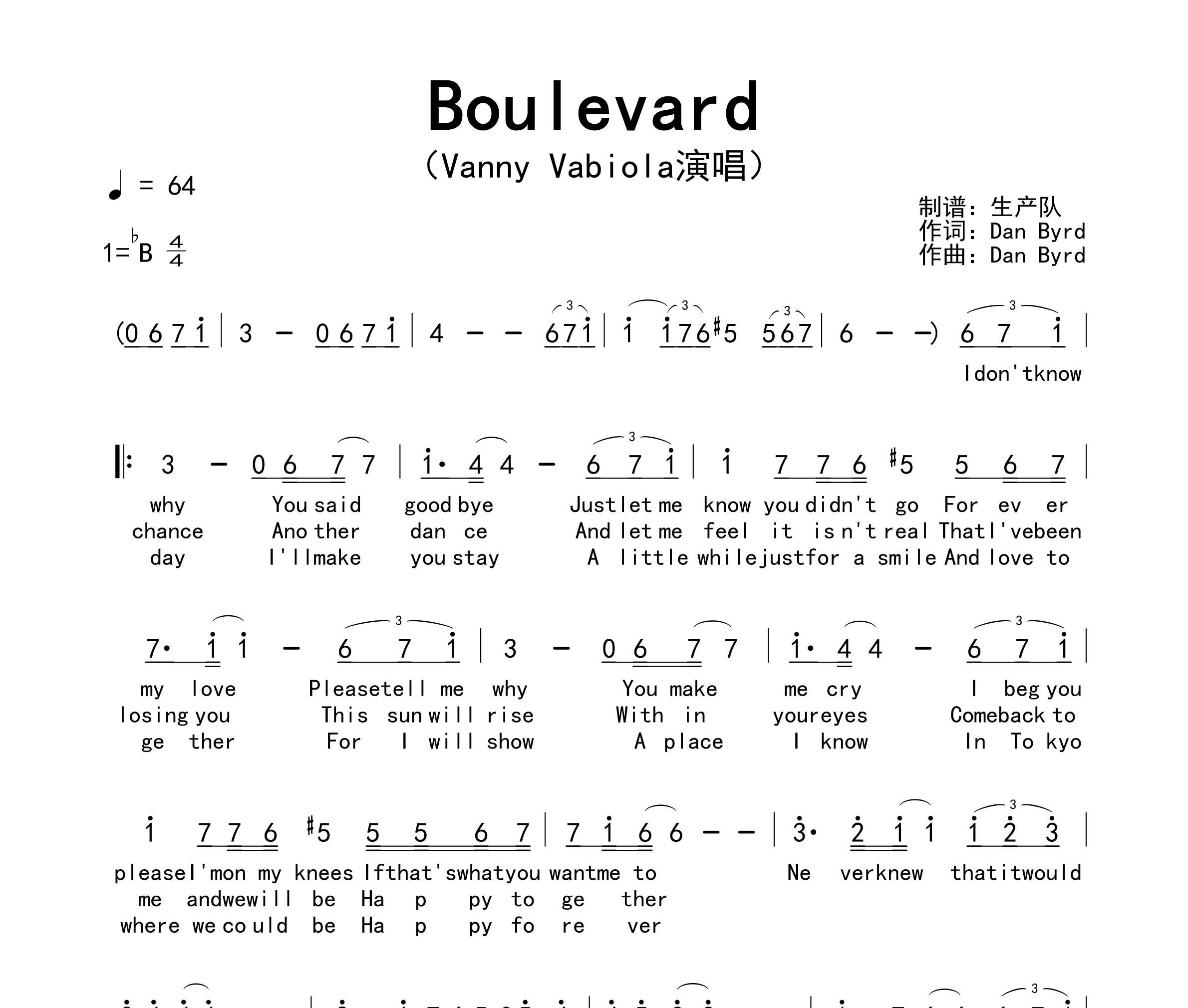 Boulevard简谱