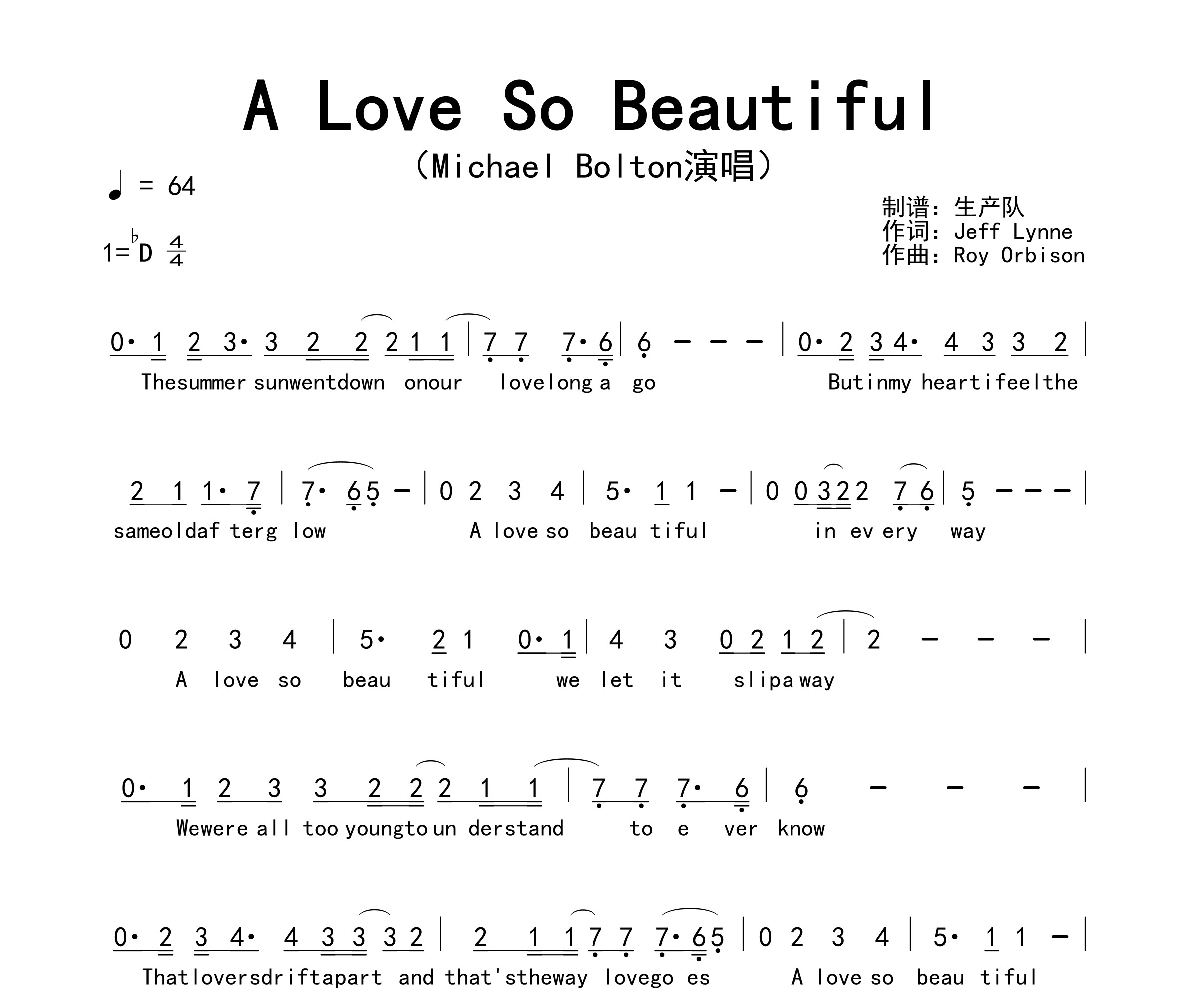 A Love So Beautiful简谱