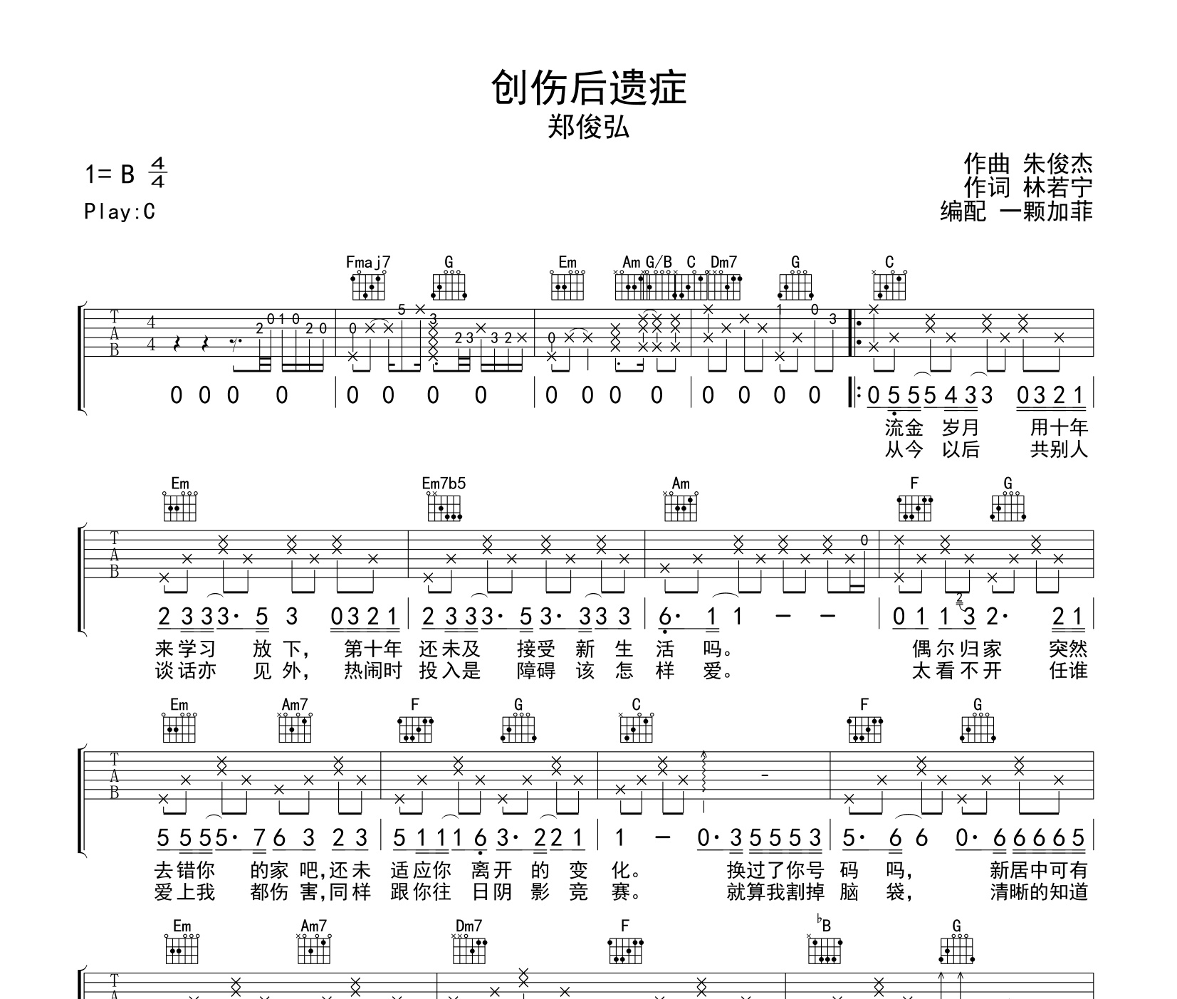 创伤后遗症吉他谱