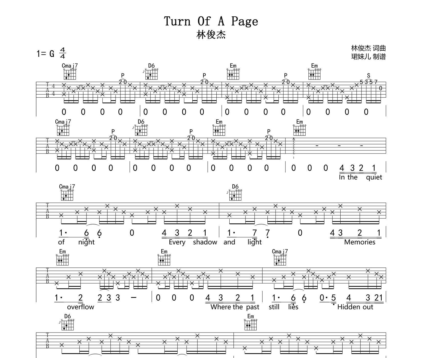 Turn Of A Page吉他谱