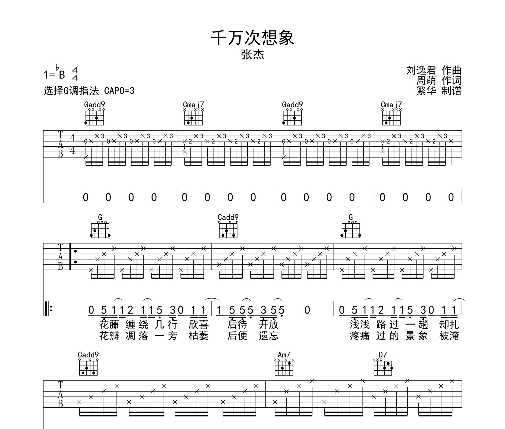 千万次想象吉他谱