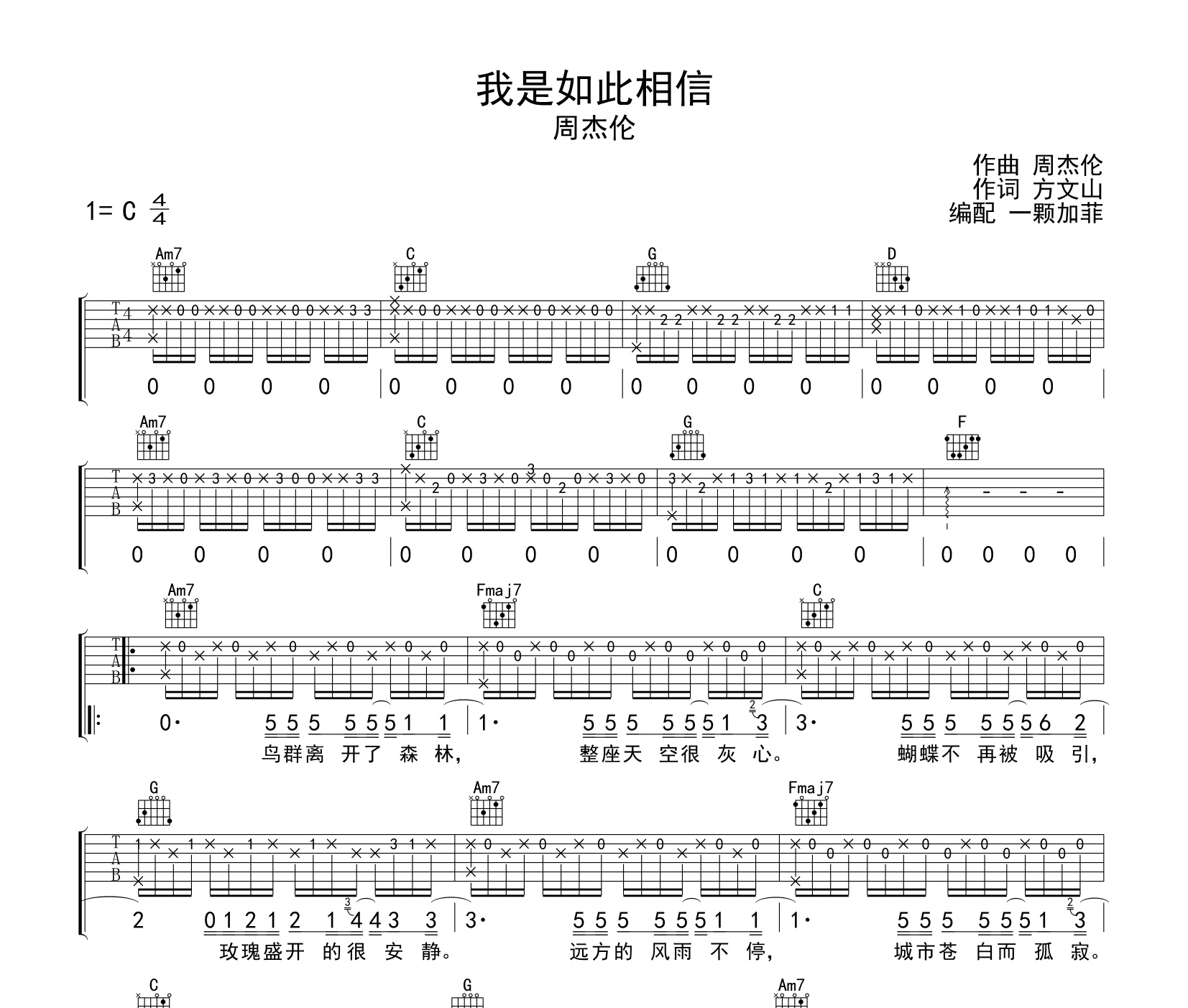 我是如此相信吉他谱