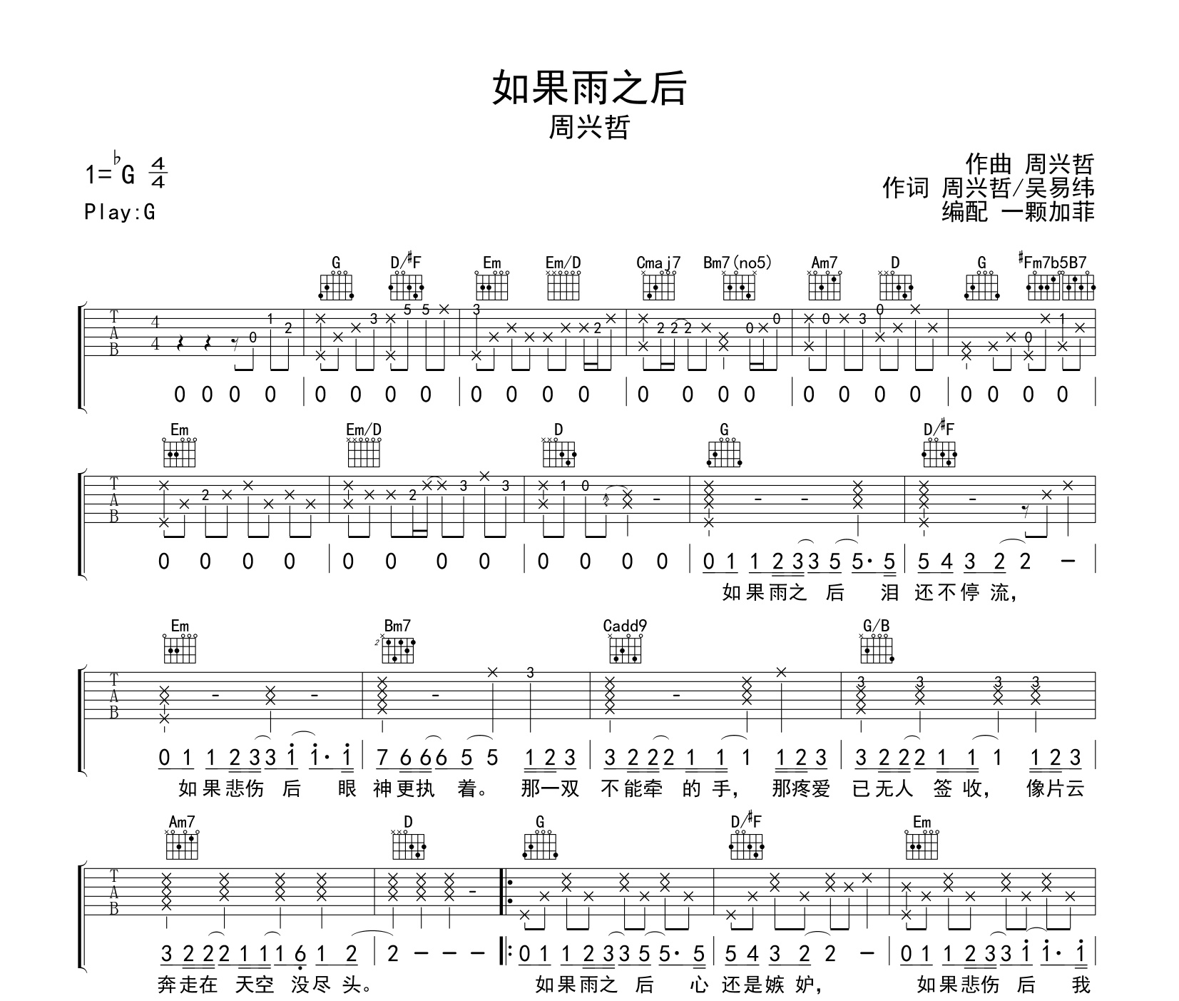 如果雨之后吉他谱