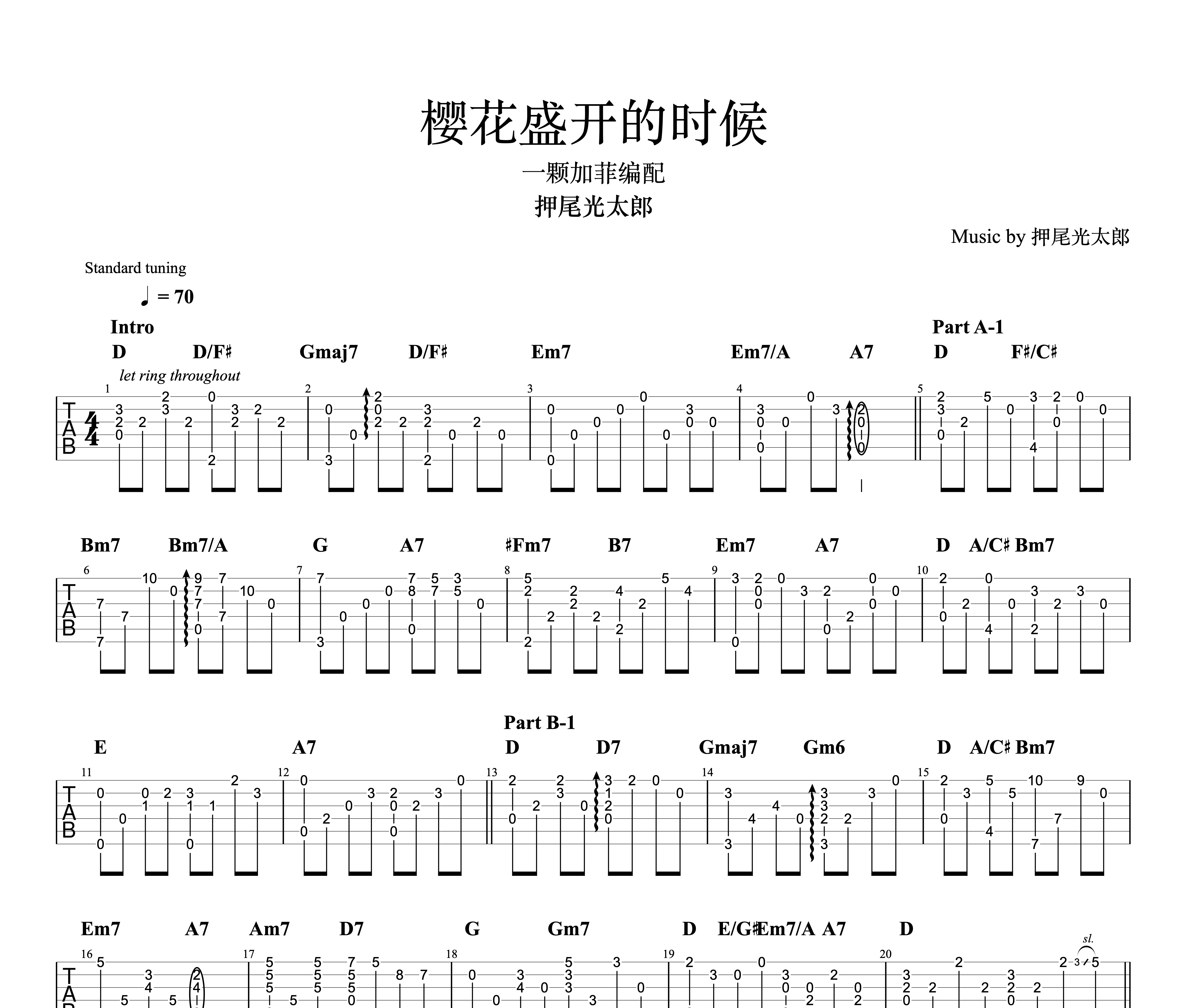 樱花盛开的时候吉他谱