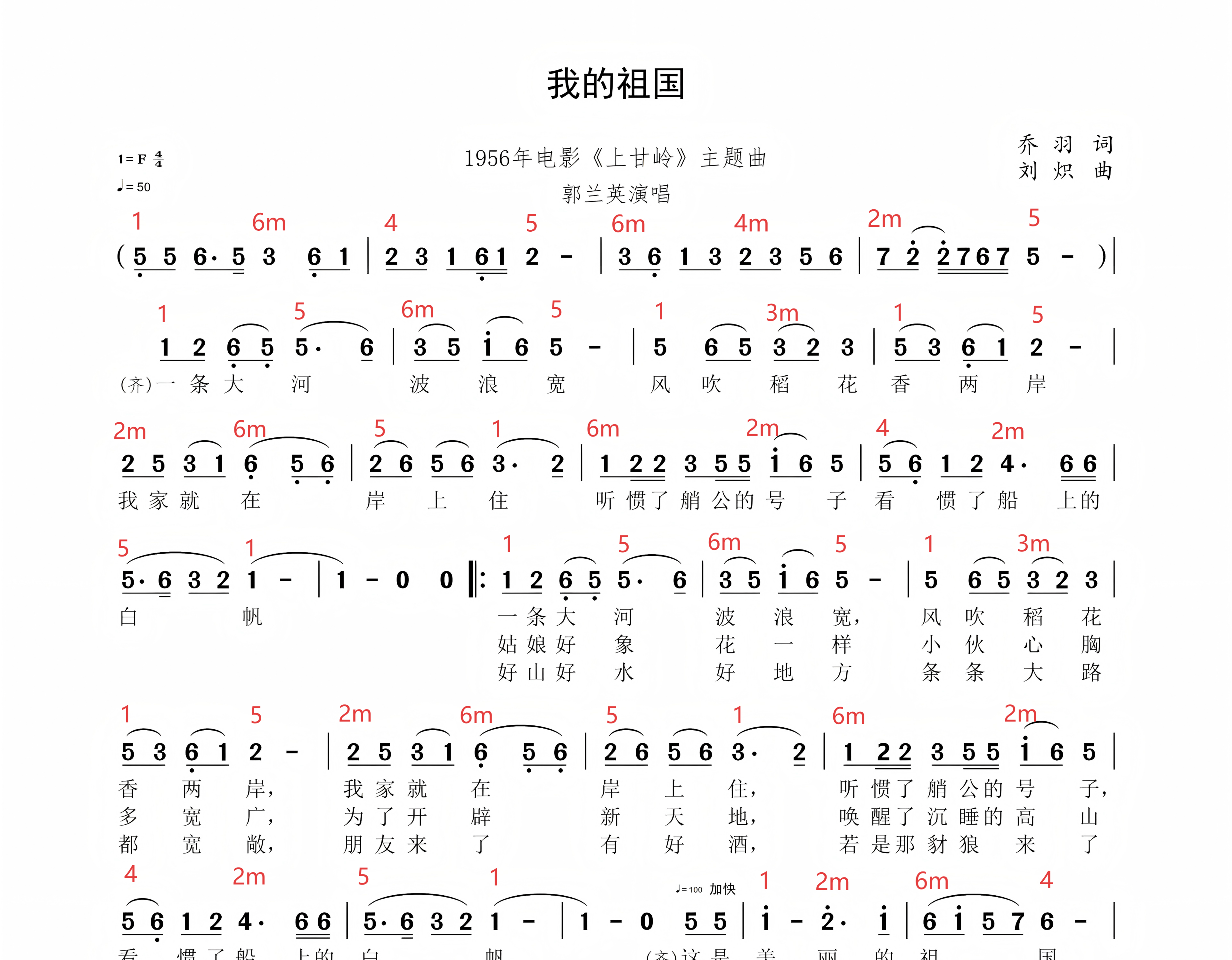 我的祖国简谱