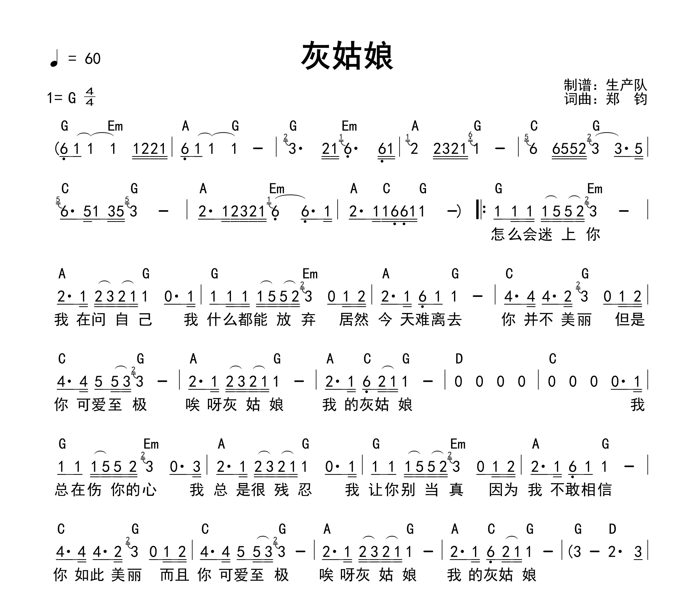 灰姑娘(和弦谱)吉他谱