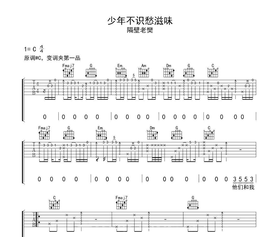 少年不知愁滋味吉他谱