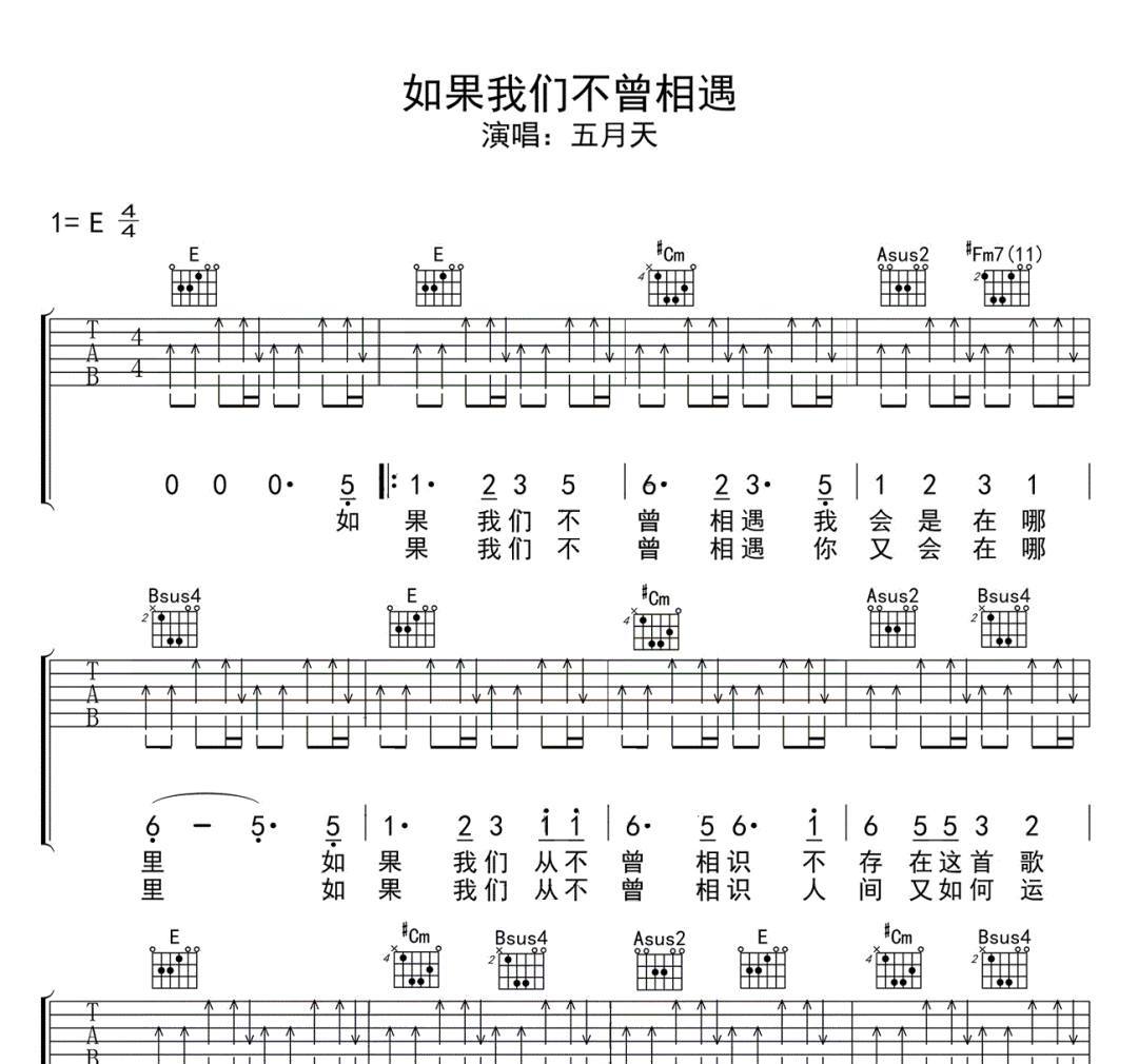 如果我们不曾相遇吉他谱
