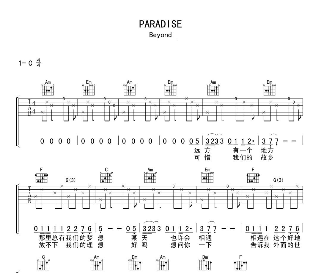 PARADISE吉他谱