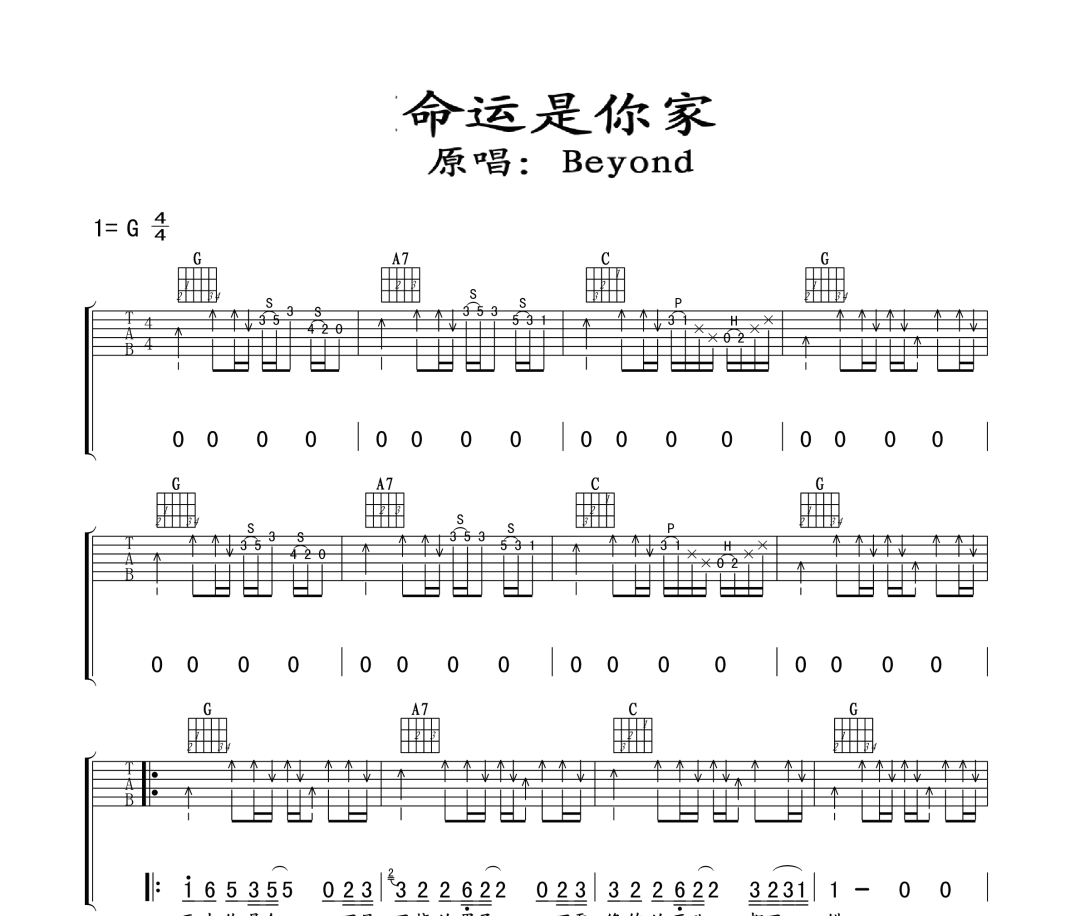 命运是你家吉他谱