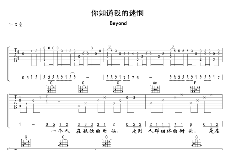你知道我的迷惘吉他谱
