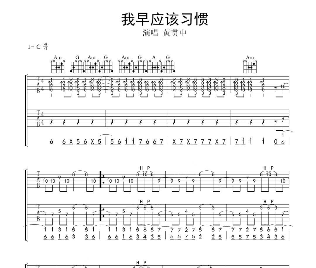 我早应该习惯吉他谱