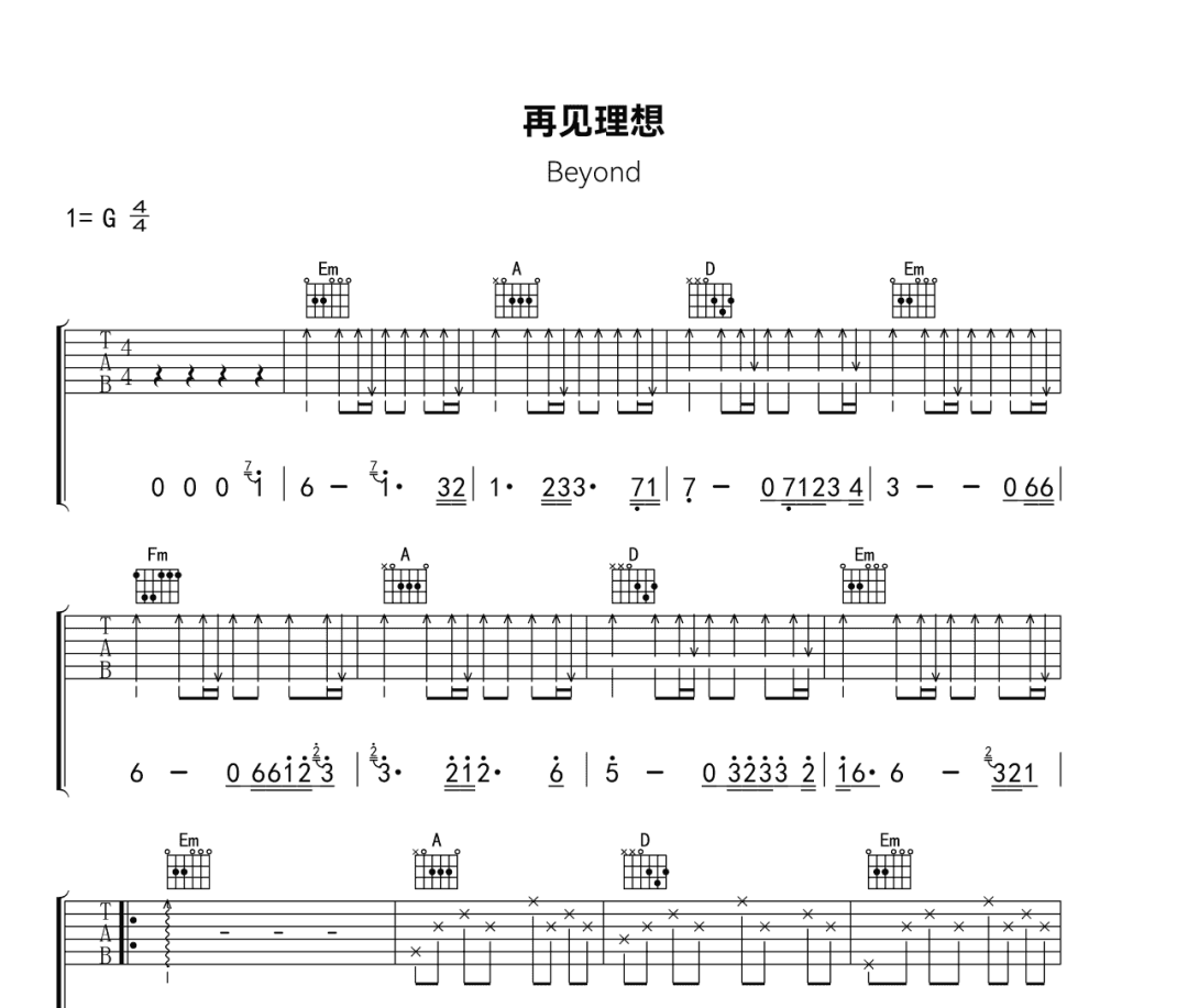 再见理想吉他谱