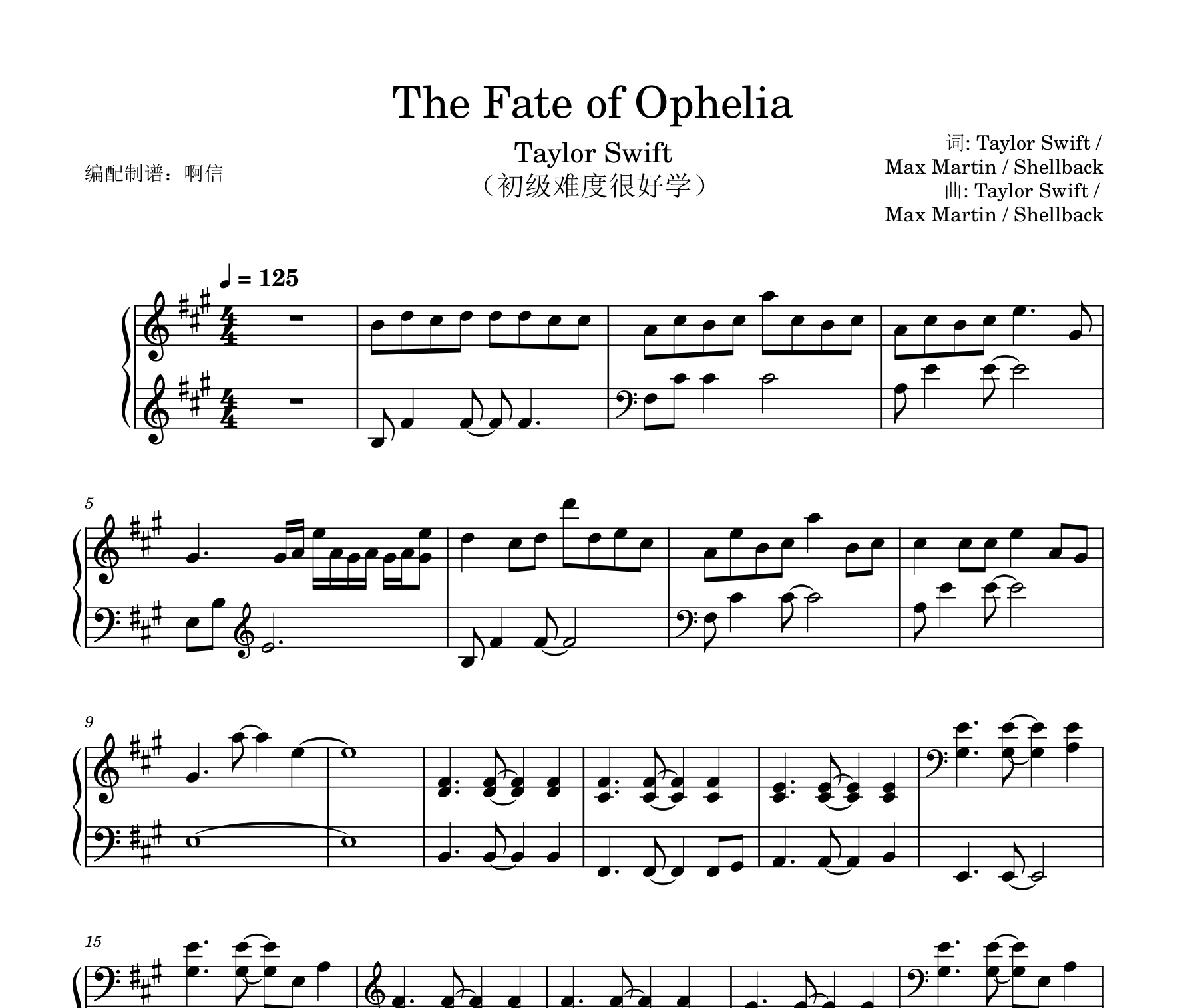 The Fate of Ophelia钢琴谱