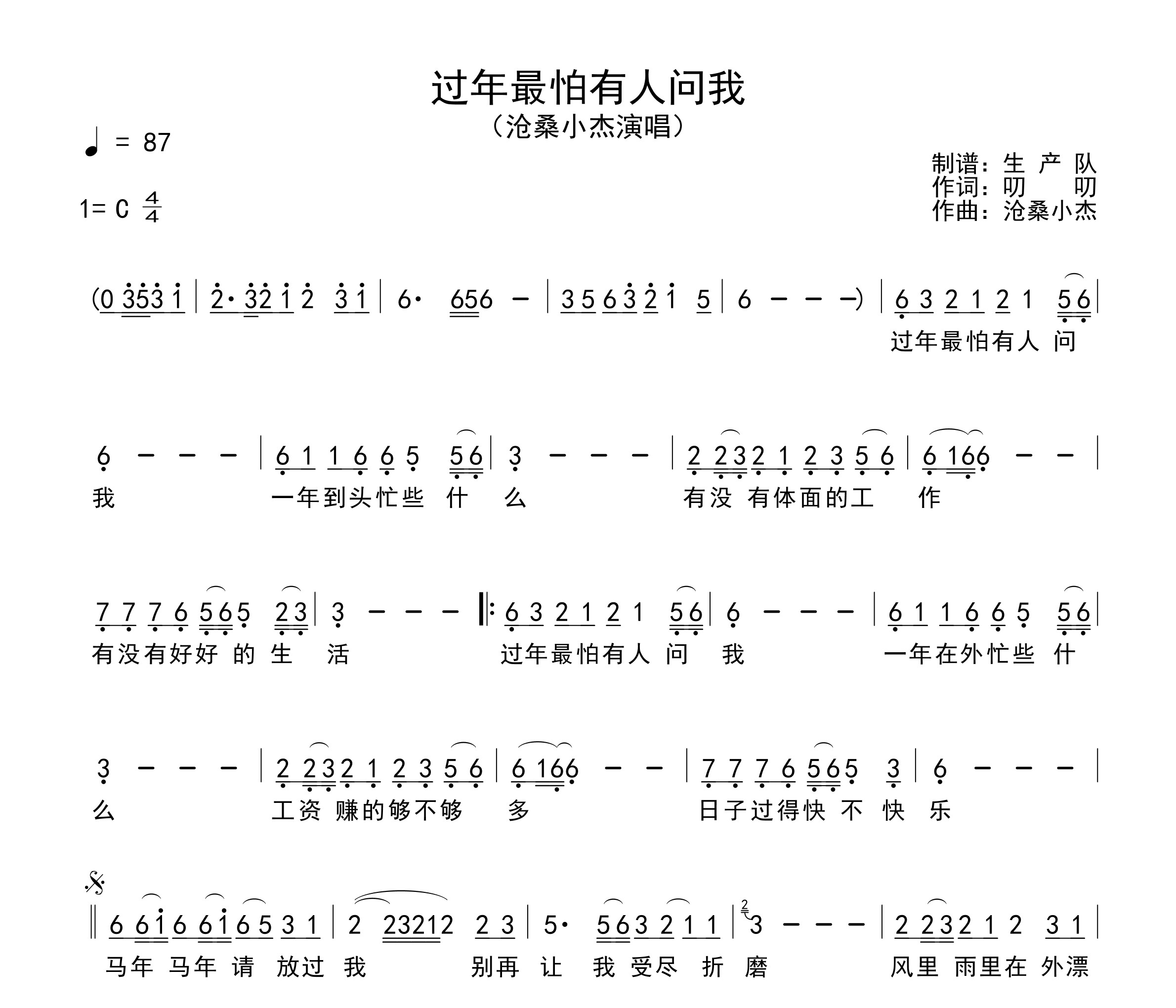 过年最怕有人问我简谱