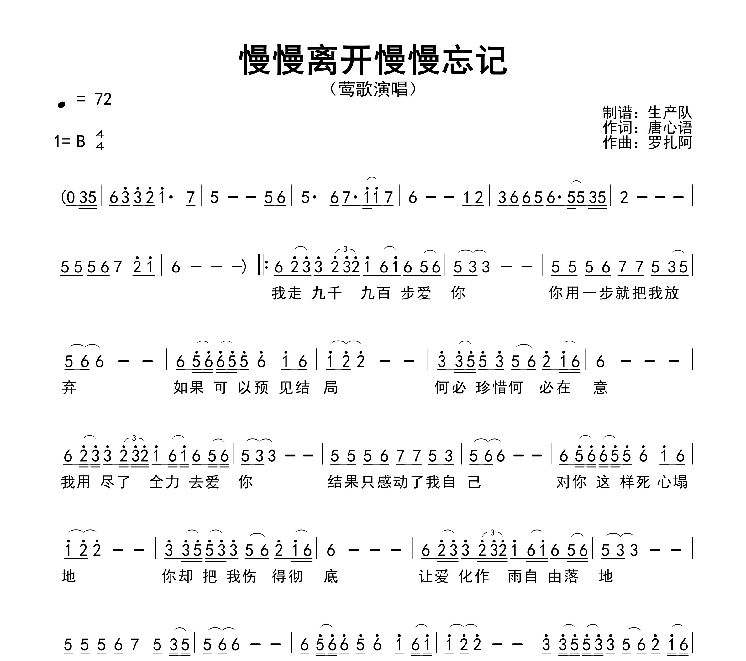 慢慢离开慢慢忘记简谱