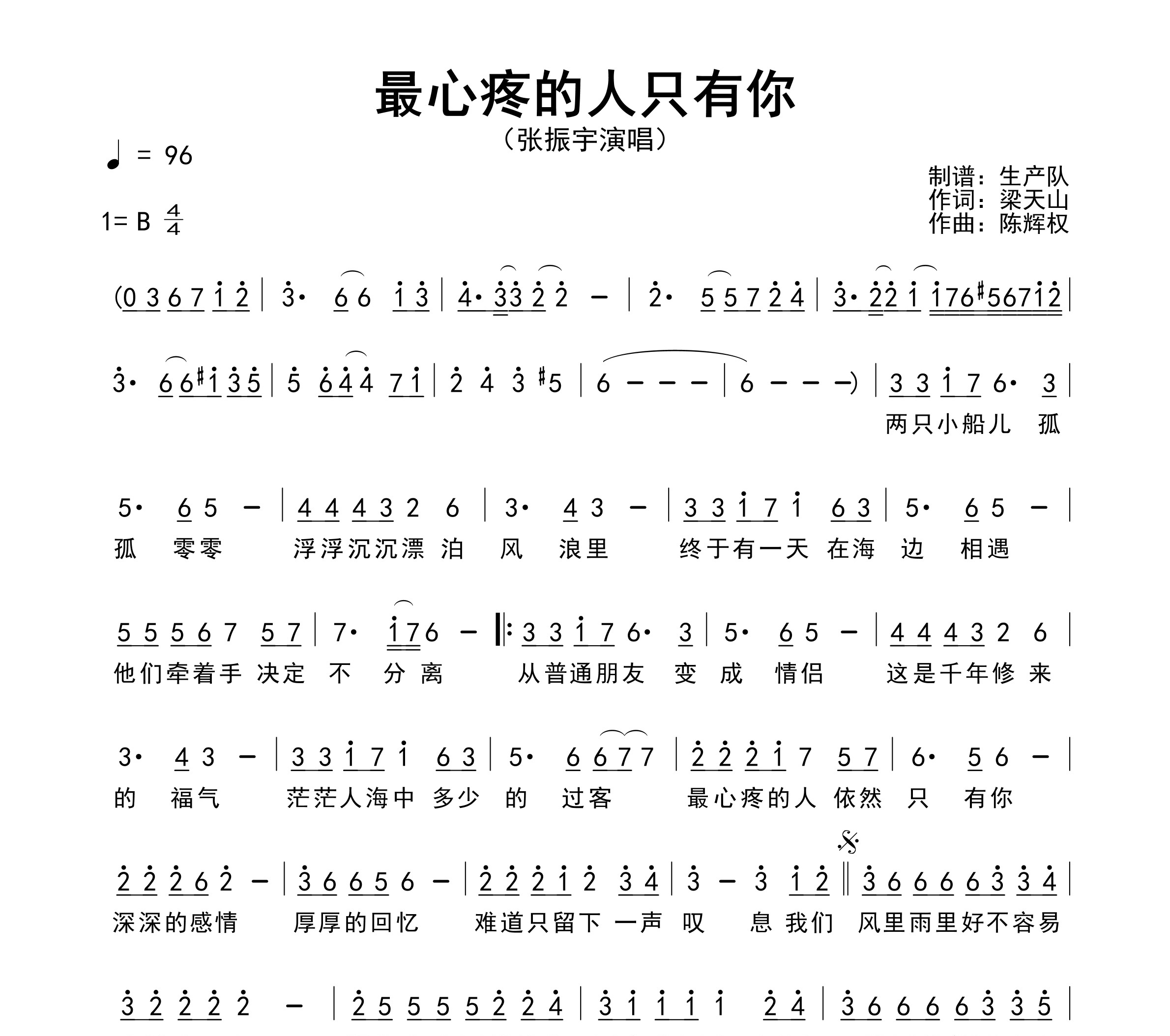 最心疼的人只有你简谱