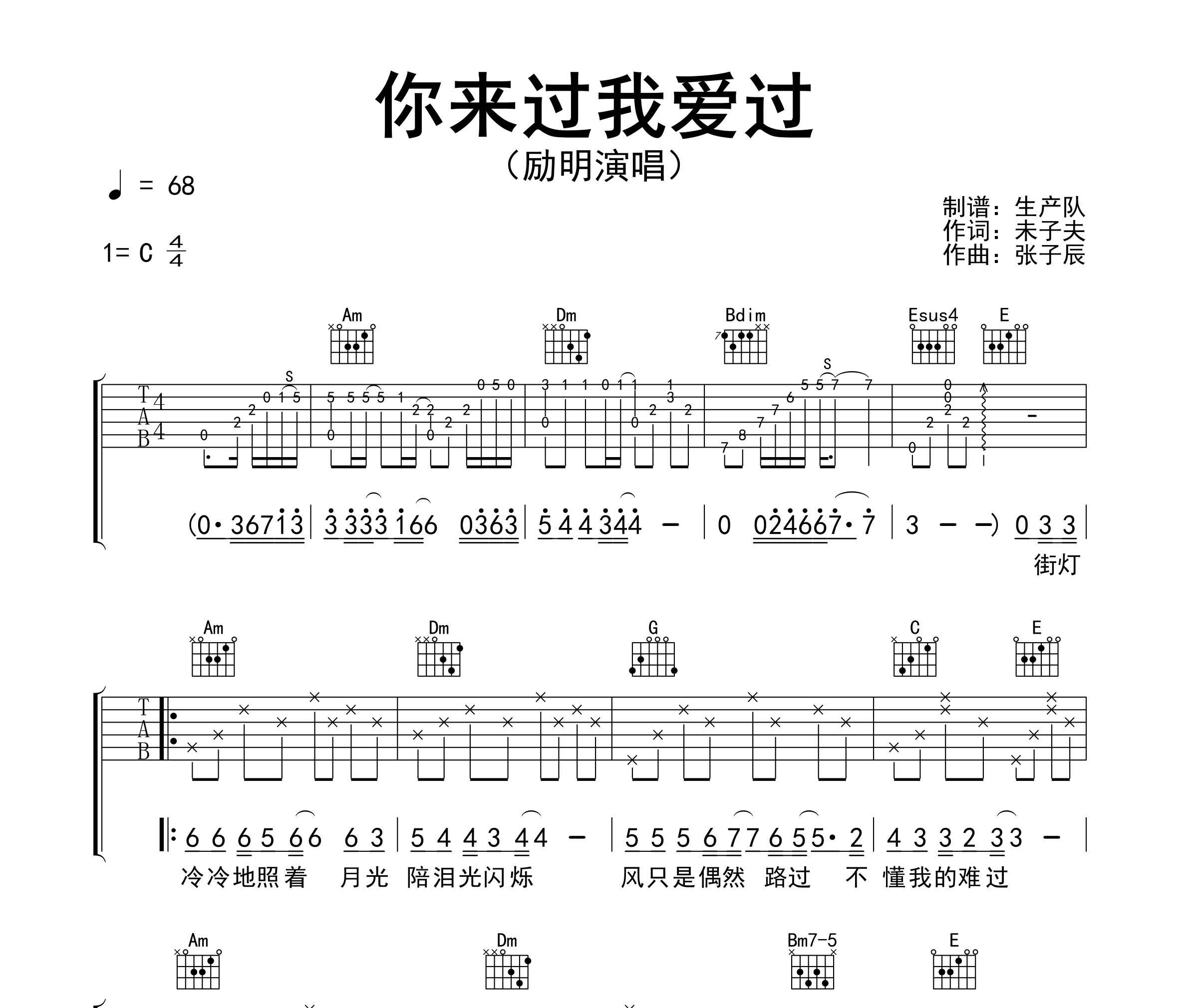 你来过我爱过吉他谱