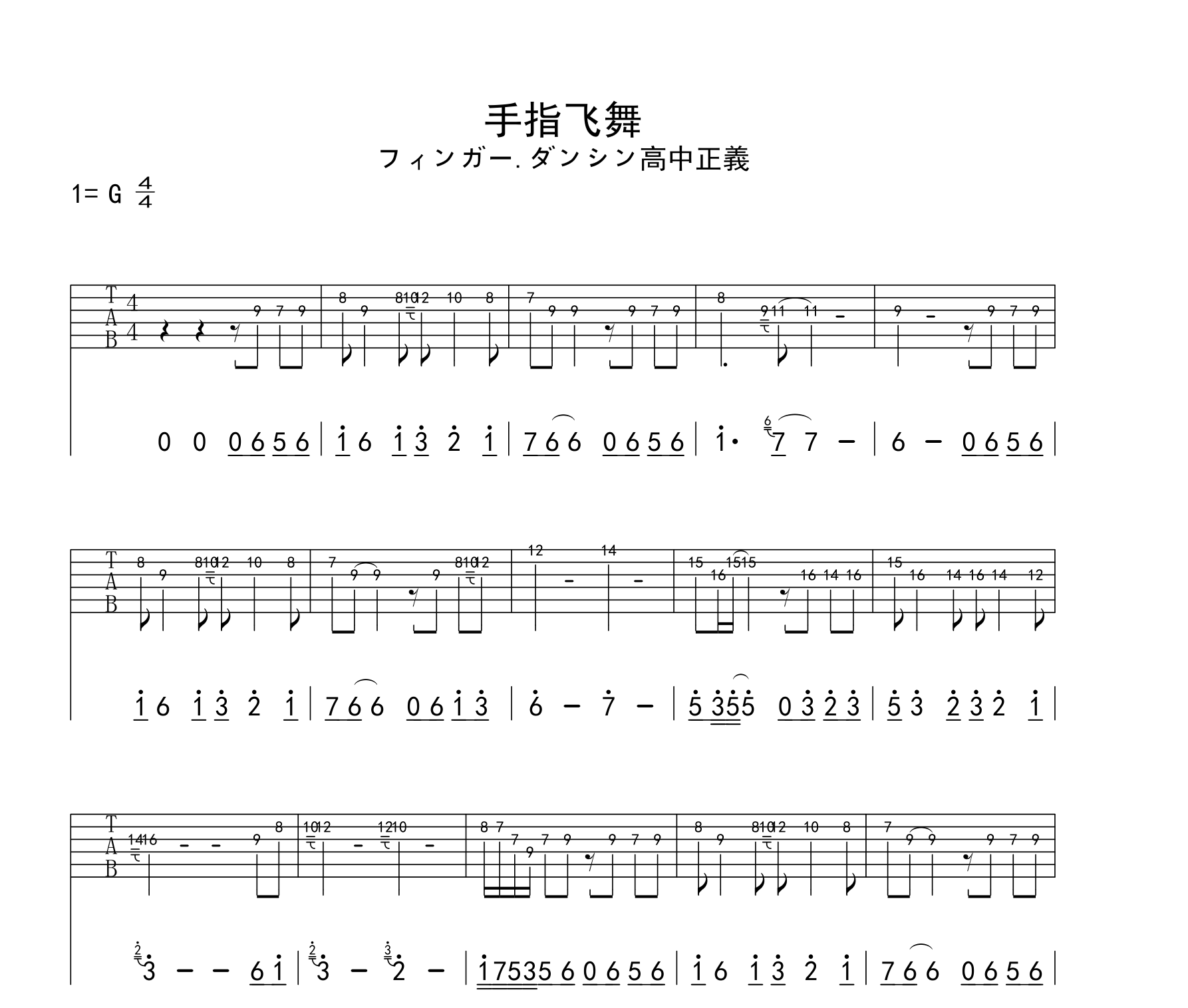 フィンガー・ダンシン手指飞舞吉他谱