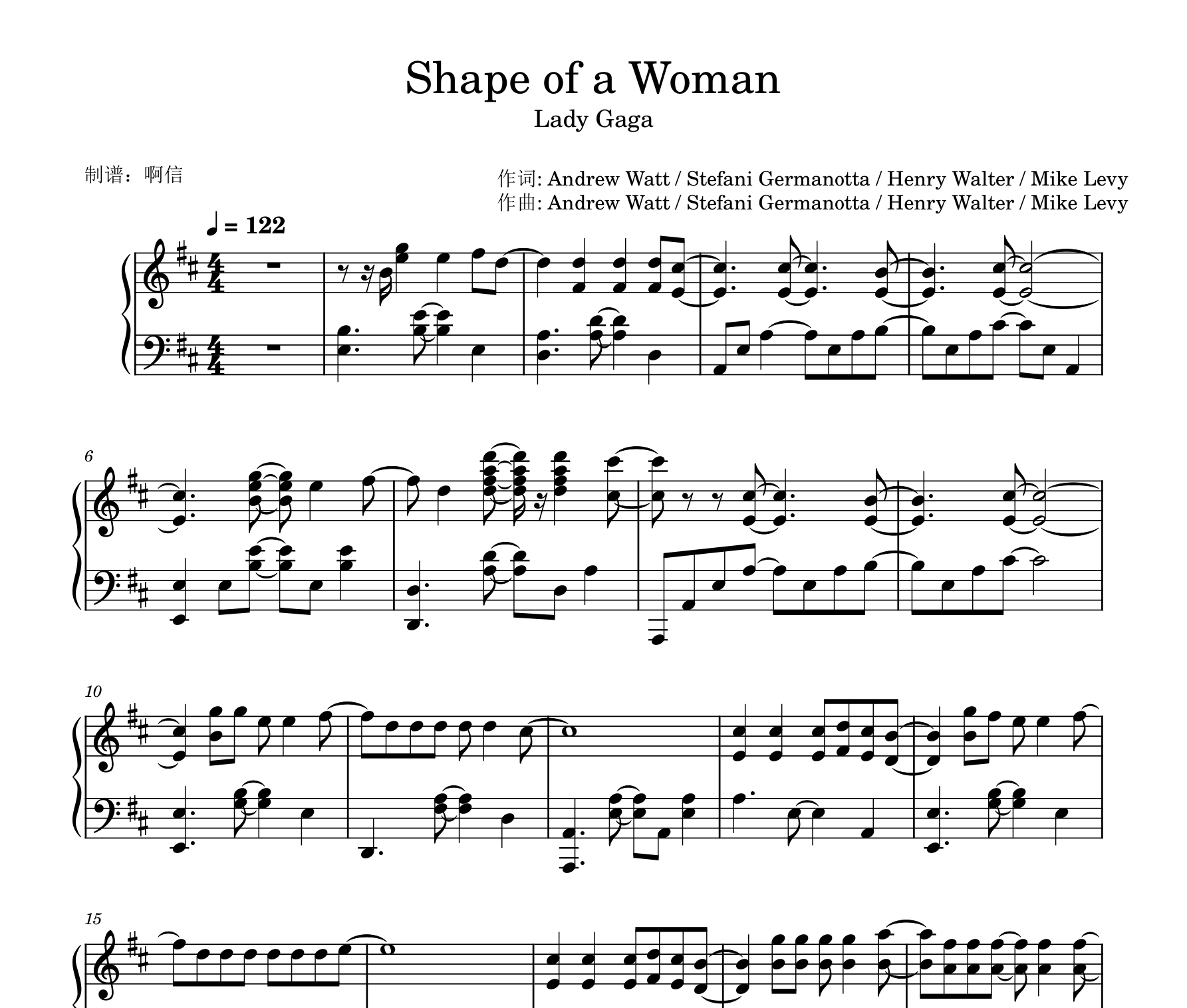 Shape of a Woman钢琴谱