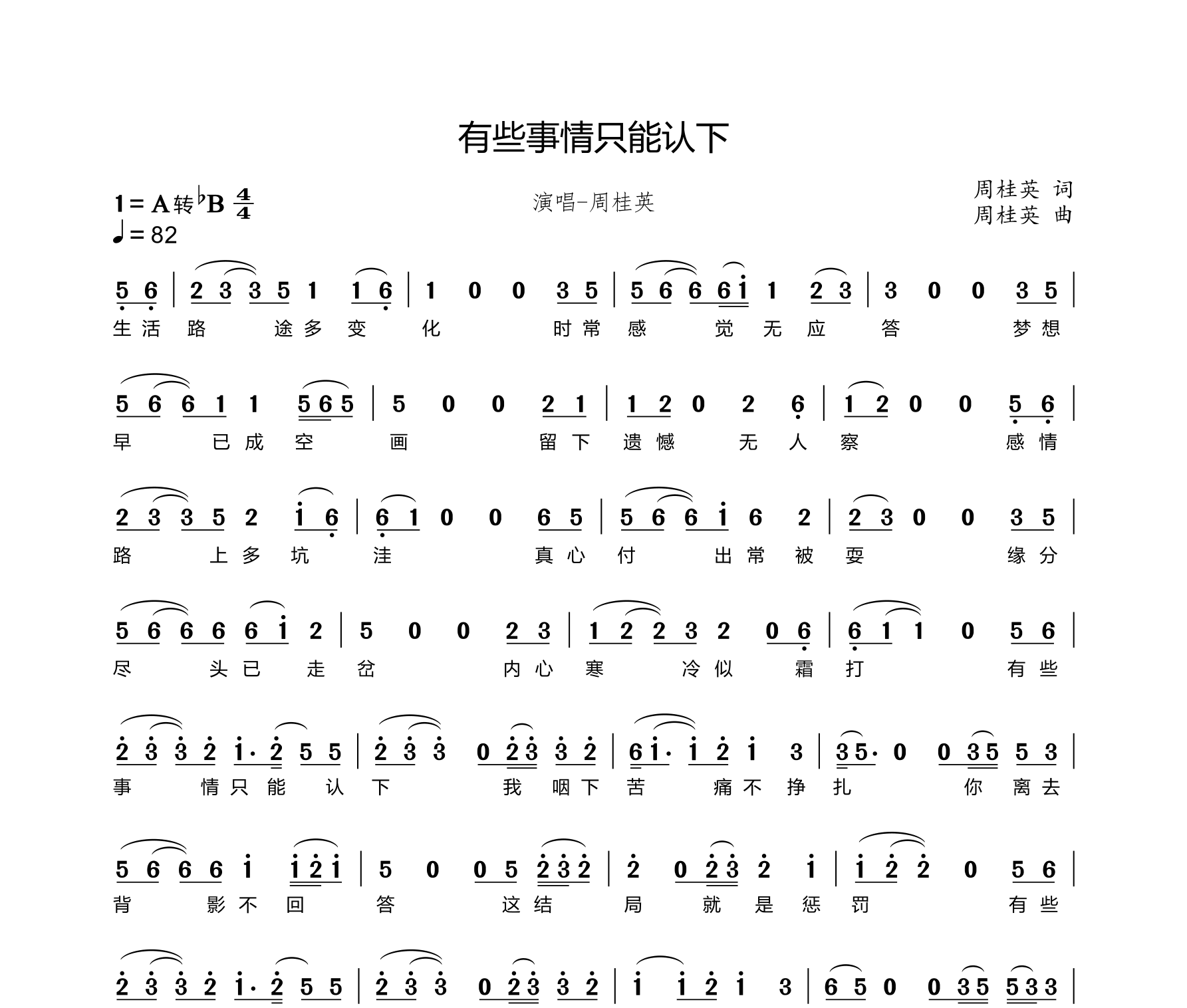 有些事情只能认下简谱