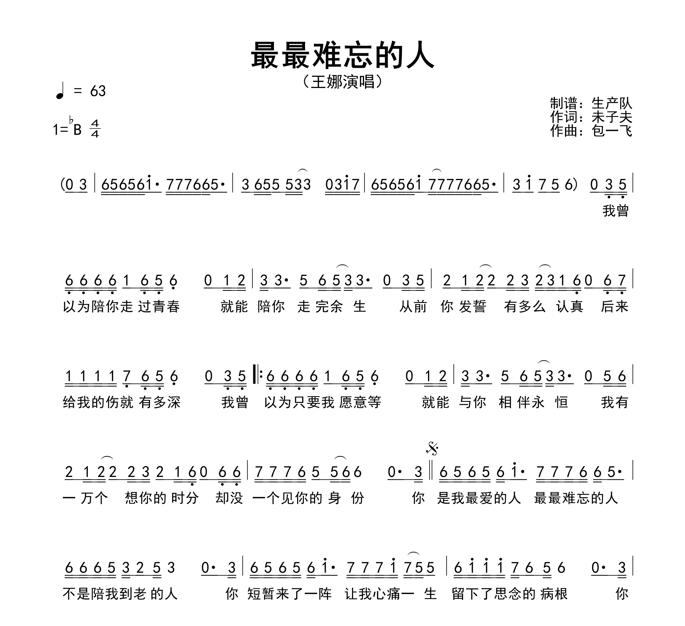 最最难忘的人简谱