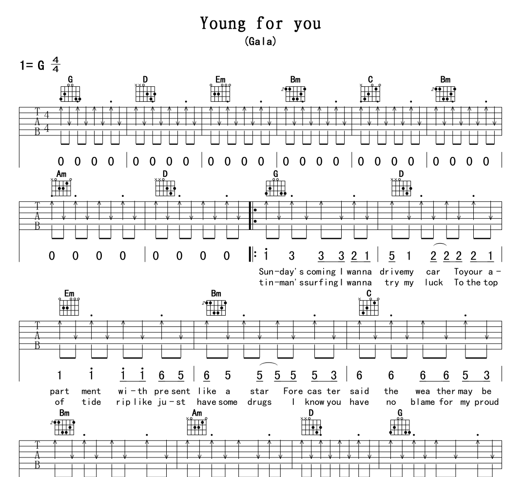young for you吉他谱