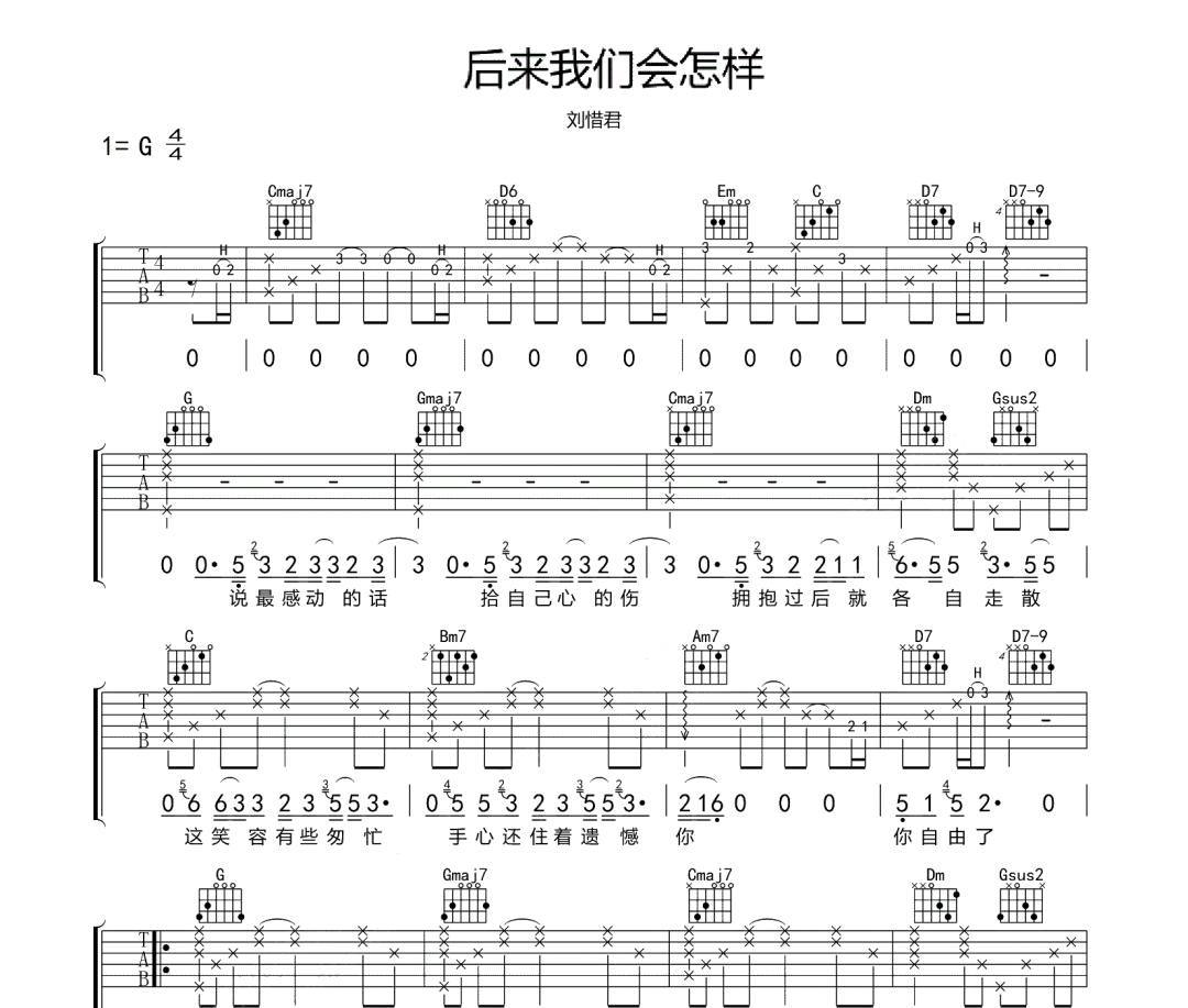 后来我们会怎样吉他谱