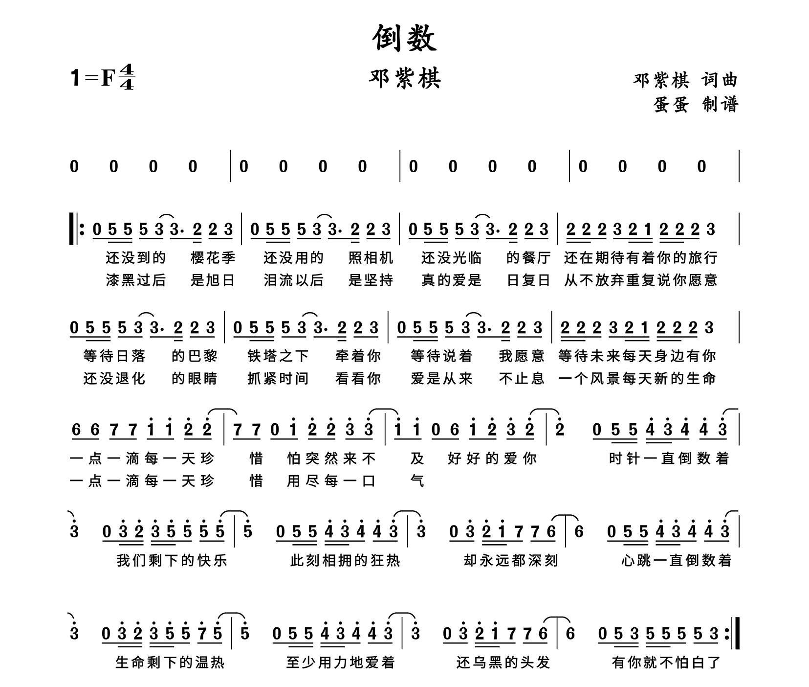 倒数简谱