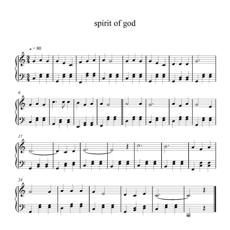 spirit of god钢琴谱